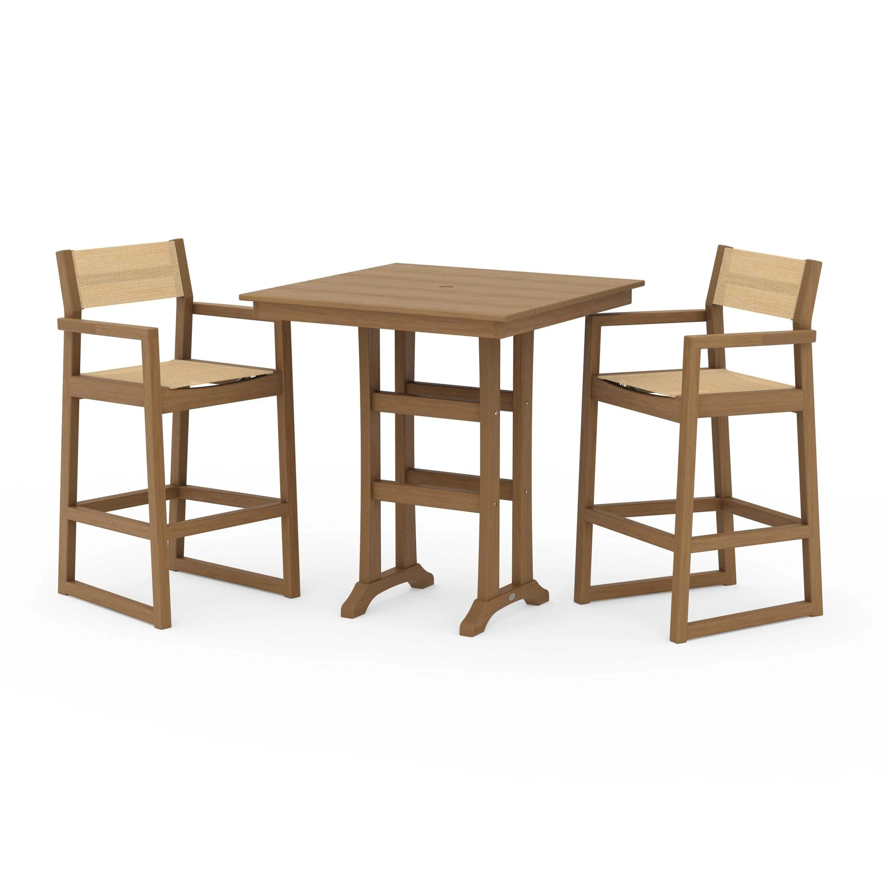 EDGE Sling Arm Chair 3-Piece Farmhouse Bar Set with Trestle Legs - Image 67
