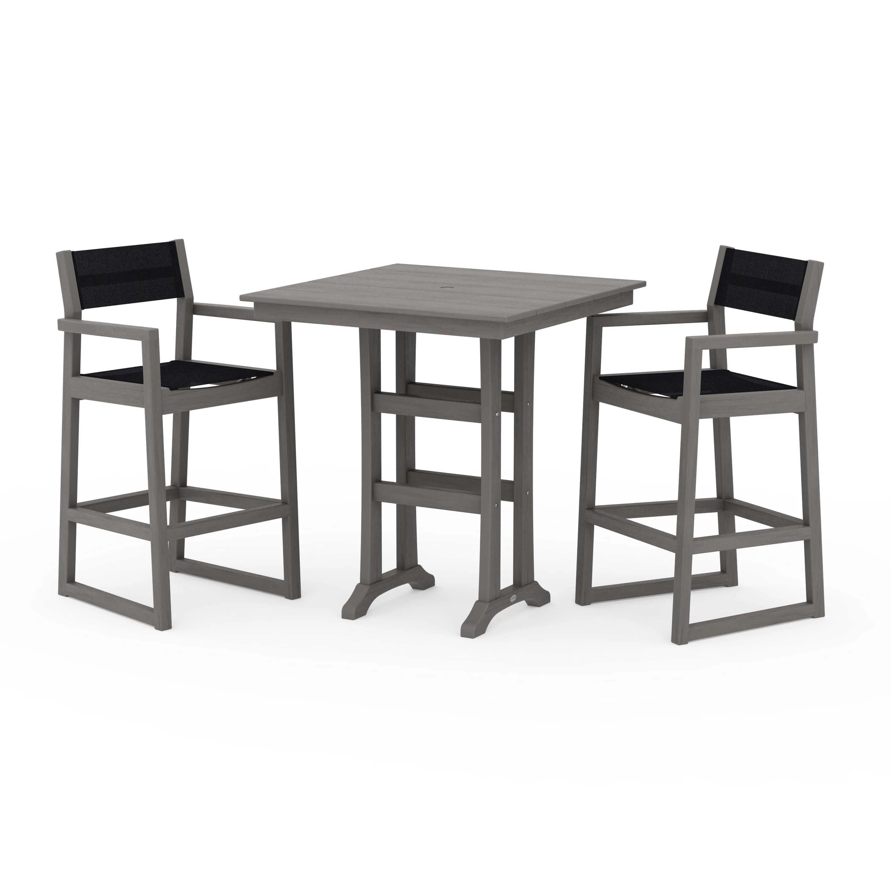 EDGE Sling Arm Chair 3-Piece Farmhouse Bar Set with Trestle Legs - Image 68