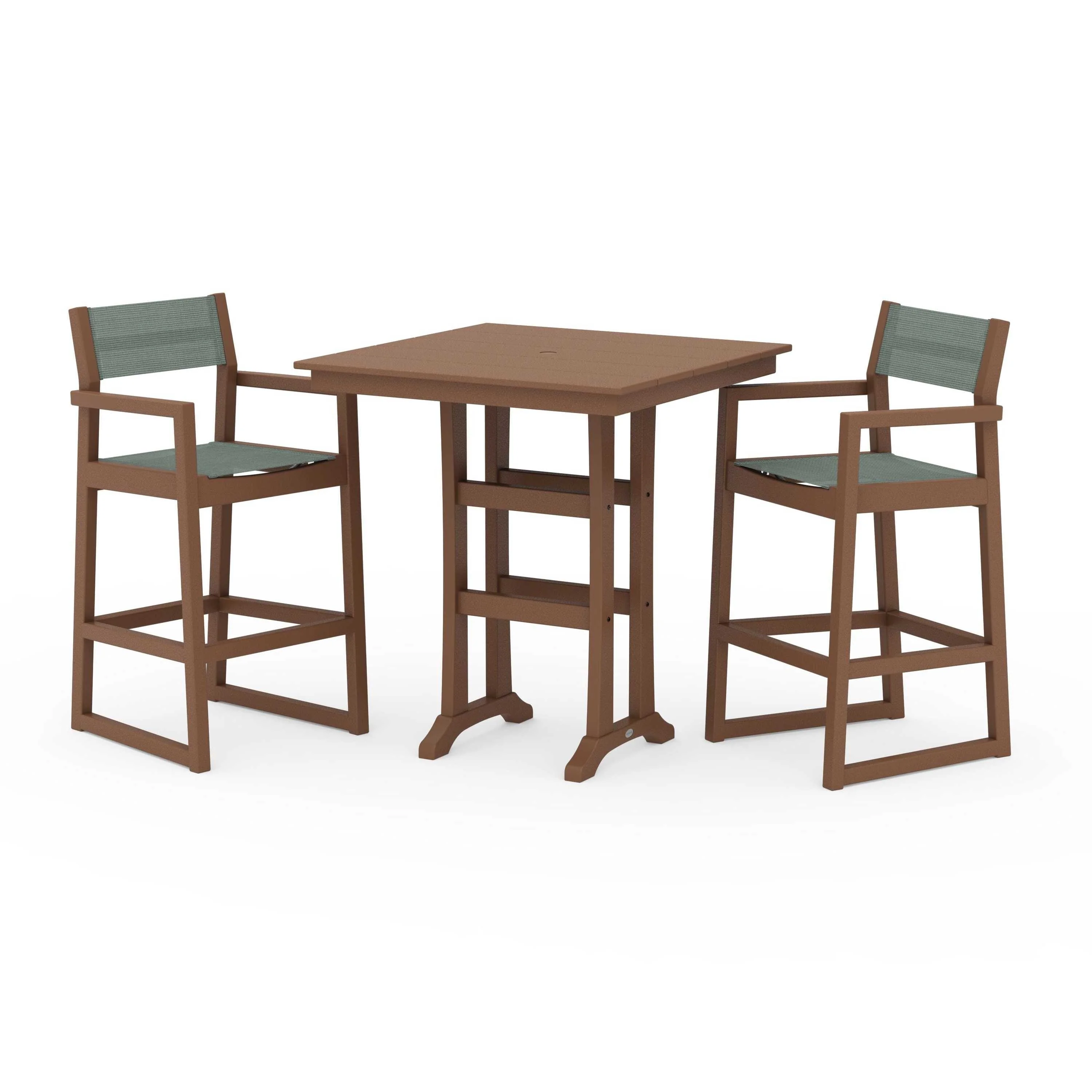 EDGE Sling Arm Chair 3-Piece Farmhouse Bar Set with Trestle Legs - Image 69