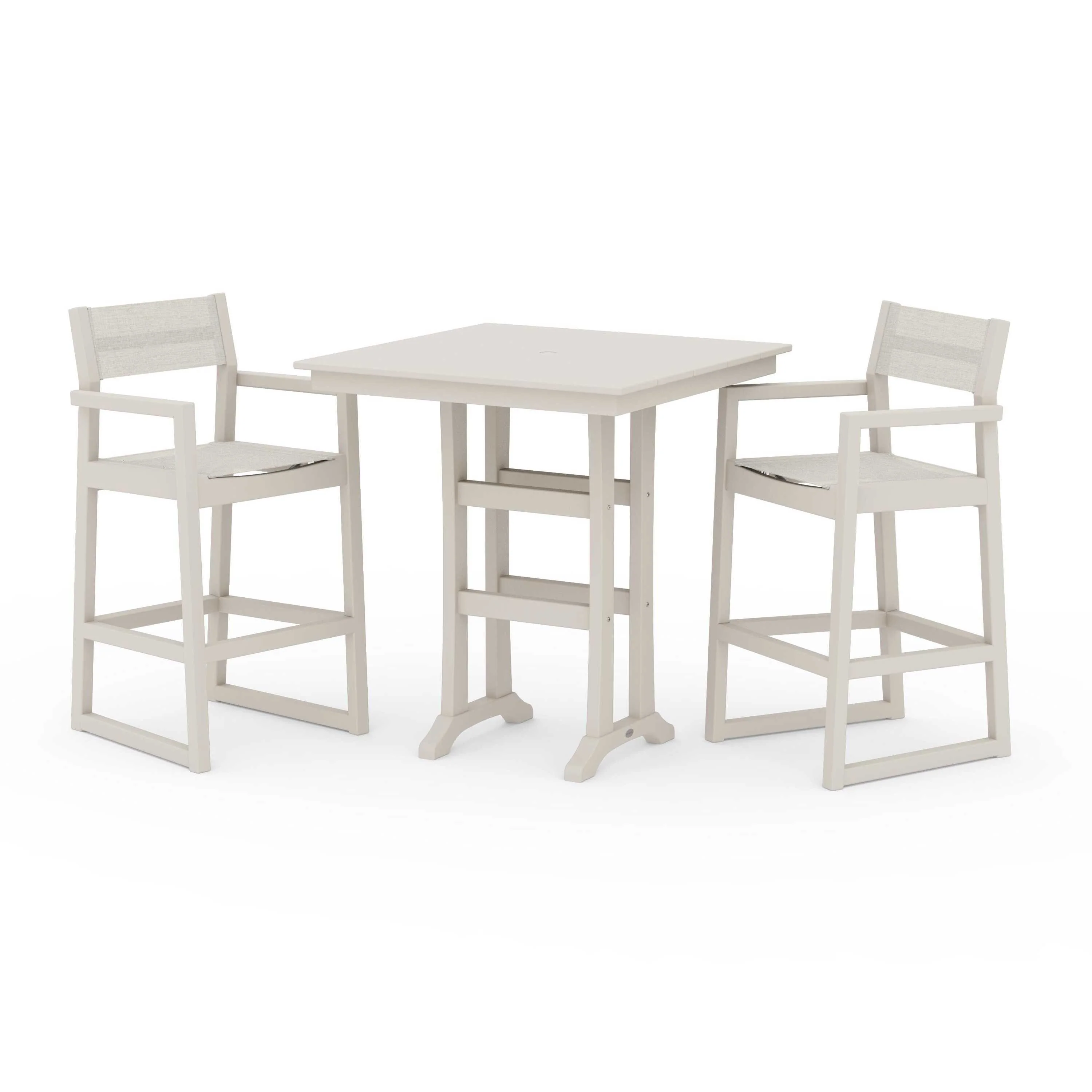 EDGE Sling Arm Chair 3-Piece Farmhouse Bar Set with Trestle Legs - Image 70