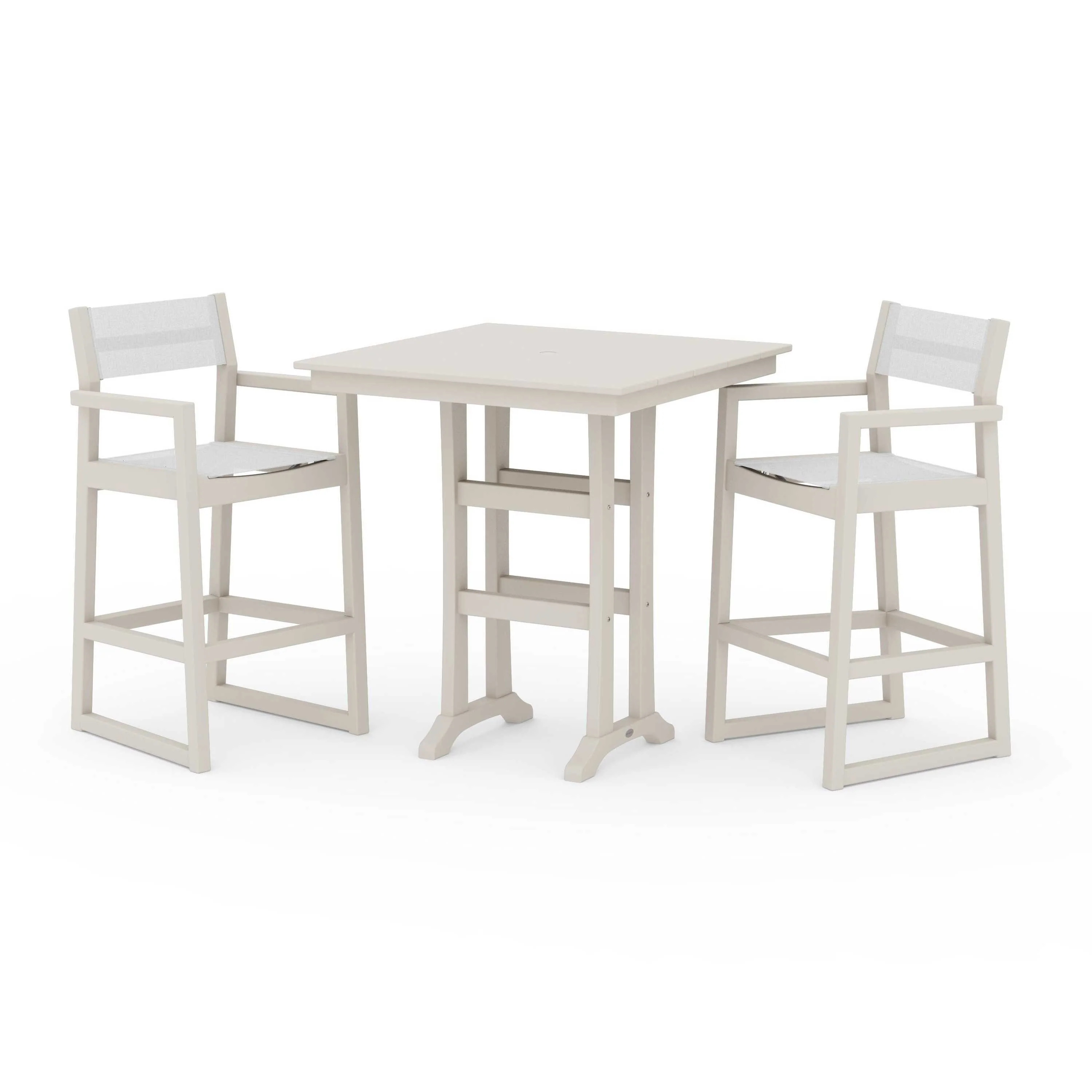 EDGE Sling Arm Chair 3-Piece Farmhouse Bar Set with Trestle Legs - Image 72