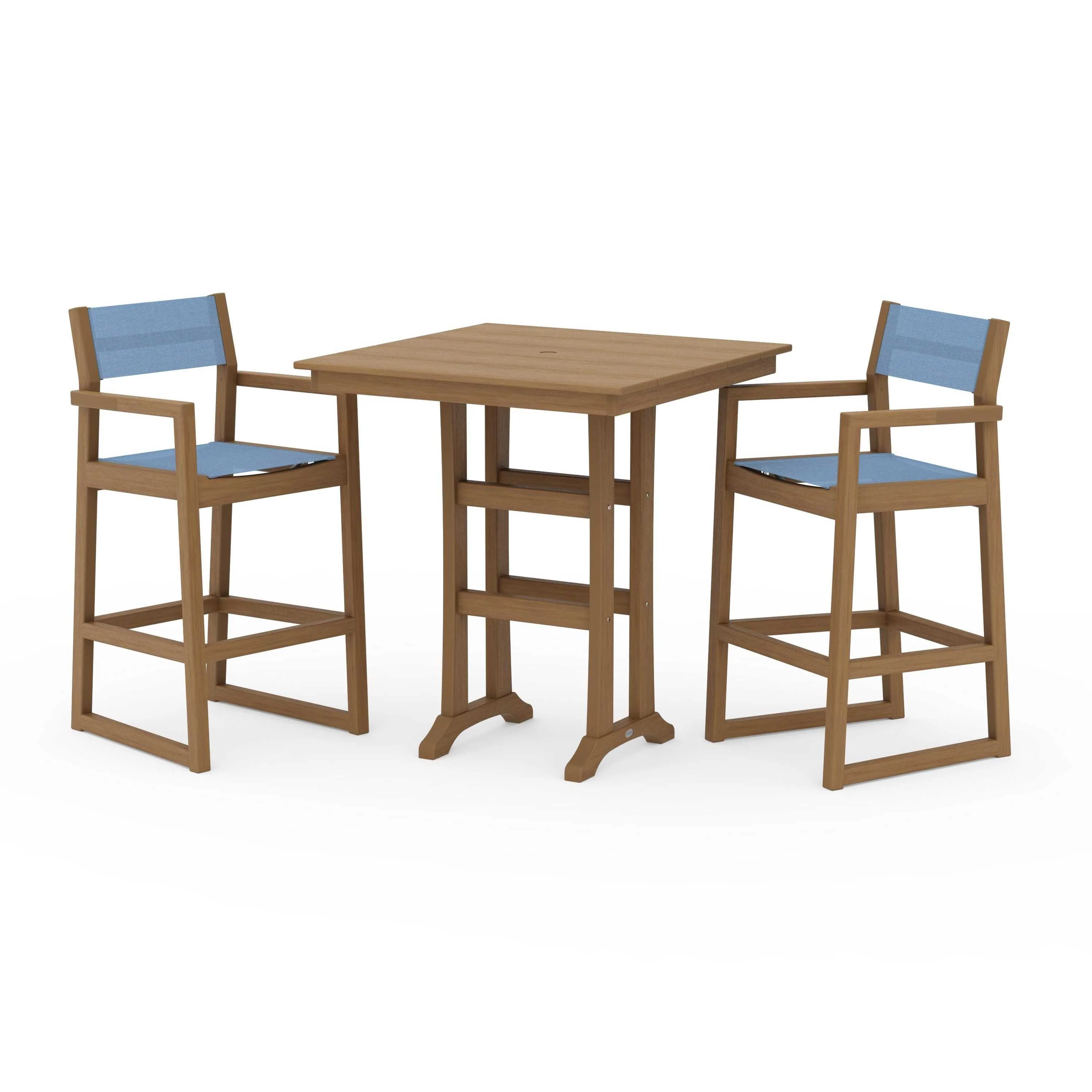 EDGE Sling Arm Chair 3-Piece Farmhouse Bar Set with Trestle Legs - Image 74