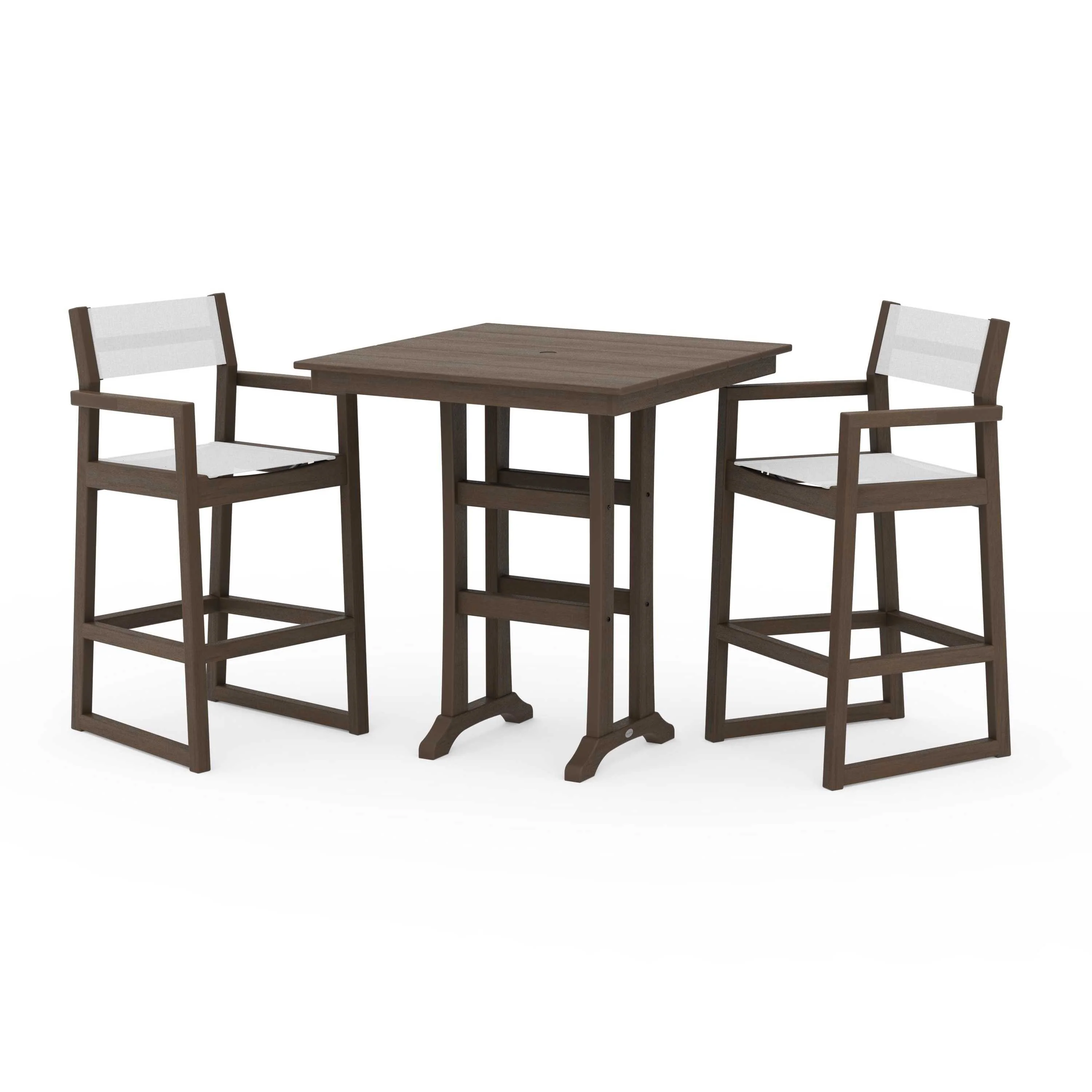 EDGE Sling Arm Chair 3-Piece Farmhouse Bar Set with Trestle Legs - Image 77