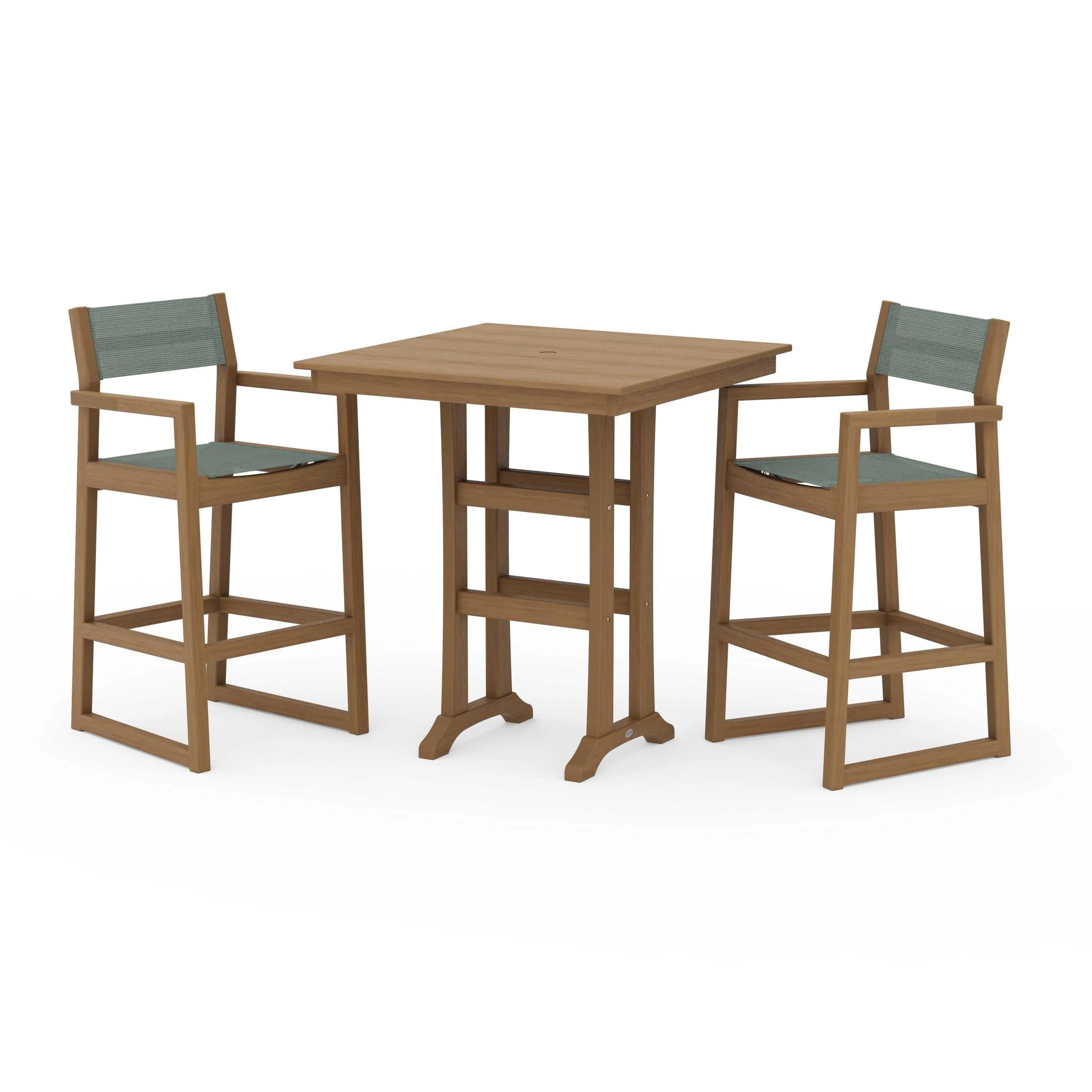EDGE Sling Arm Chair 3-Piece Farmhouse Bar Set with Trestle Legs - Image 78