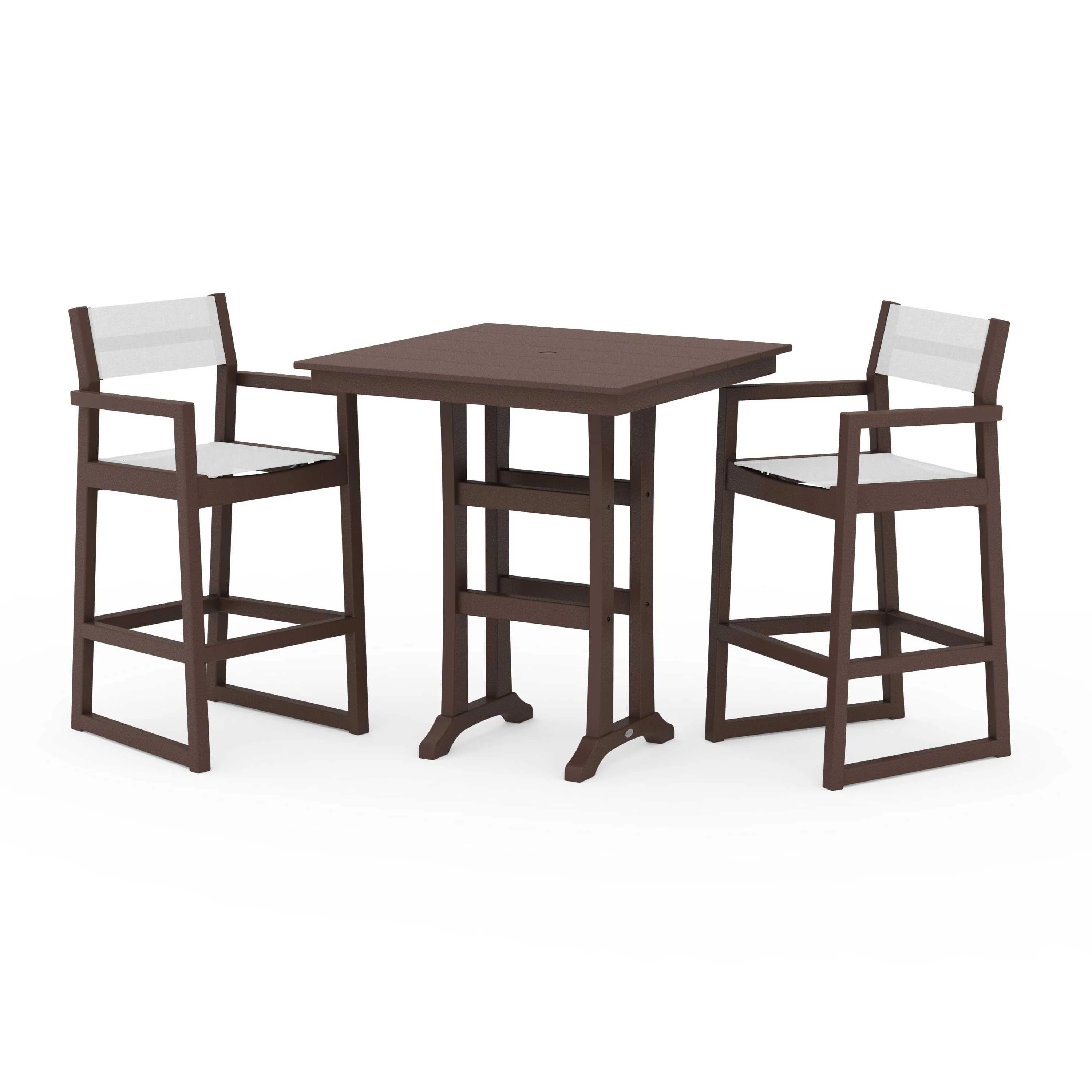 EDGE Sling Arm Chair 3-Piece Farmhouse Bar Set with Trestle Legs - Image 79