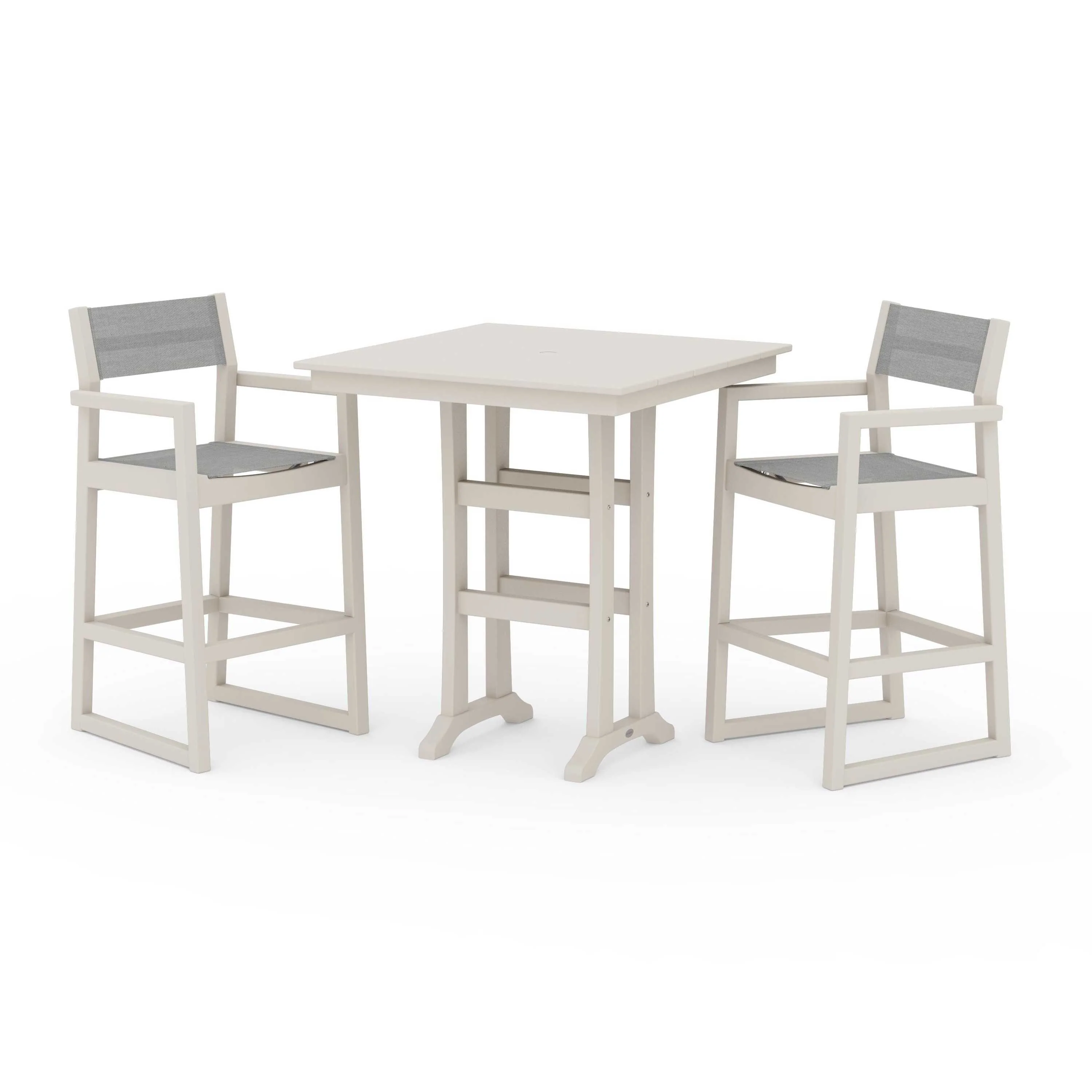 EDGE Sling Arm Chair 3-Piece Farmhouse Bar Set with Trestle Legs - Image 88