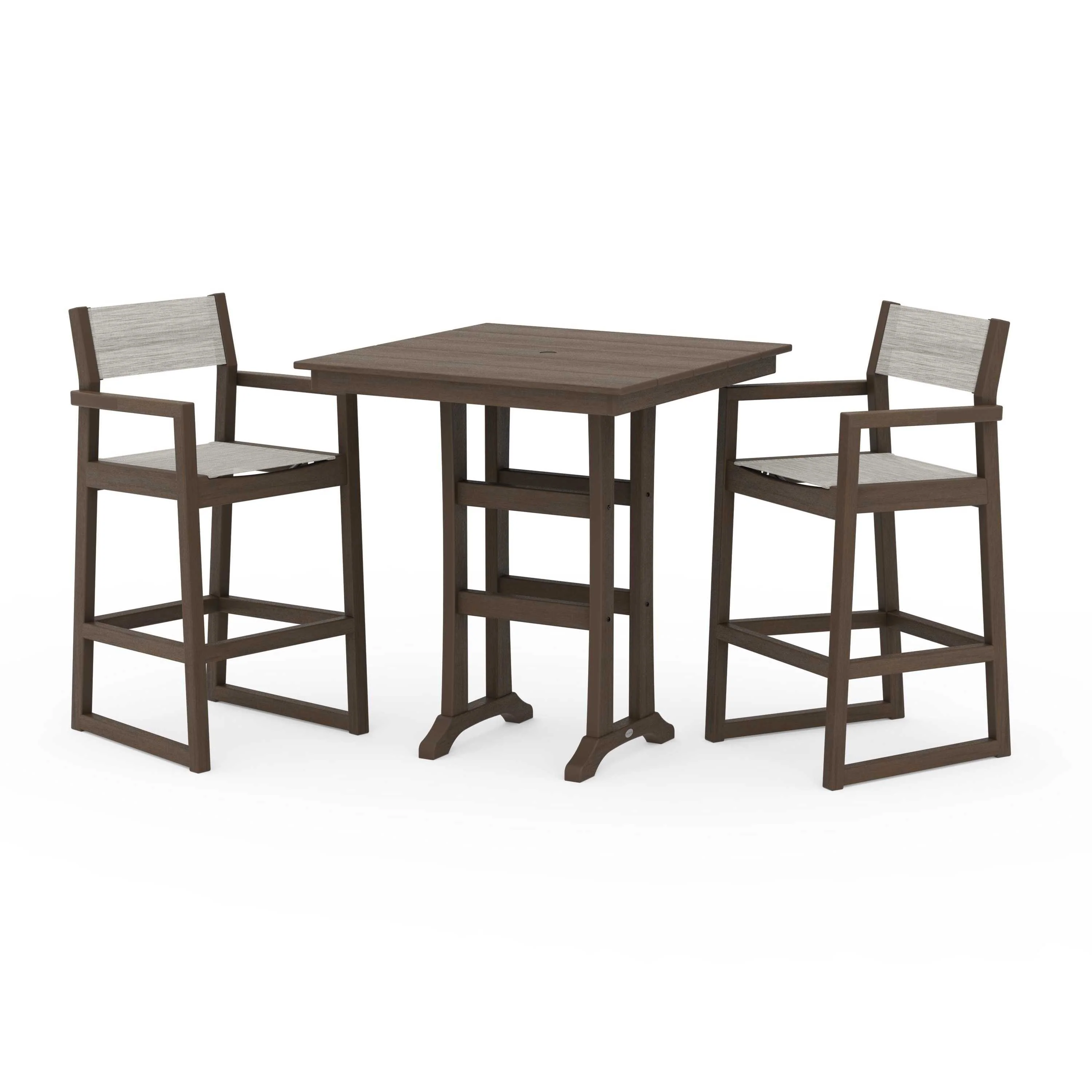 EDGE Sling Arm Chair 3-Piece Farmhouse Bar Set with Trestle Legs - Image 89