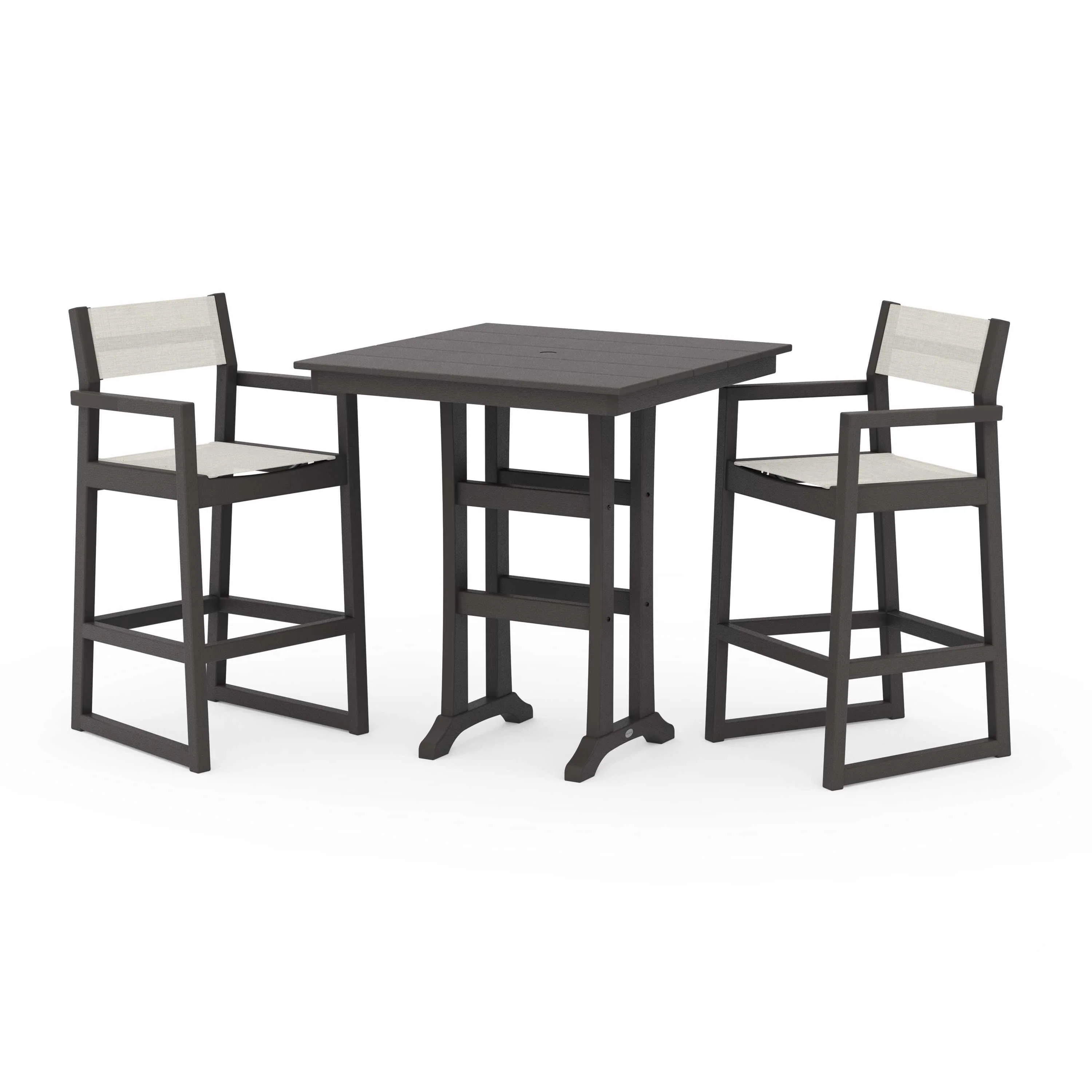 EDGE Sling Arm Chair 3-Piece Farmhouse Bar Set with Trestle Legs - Image 92