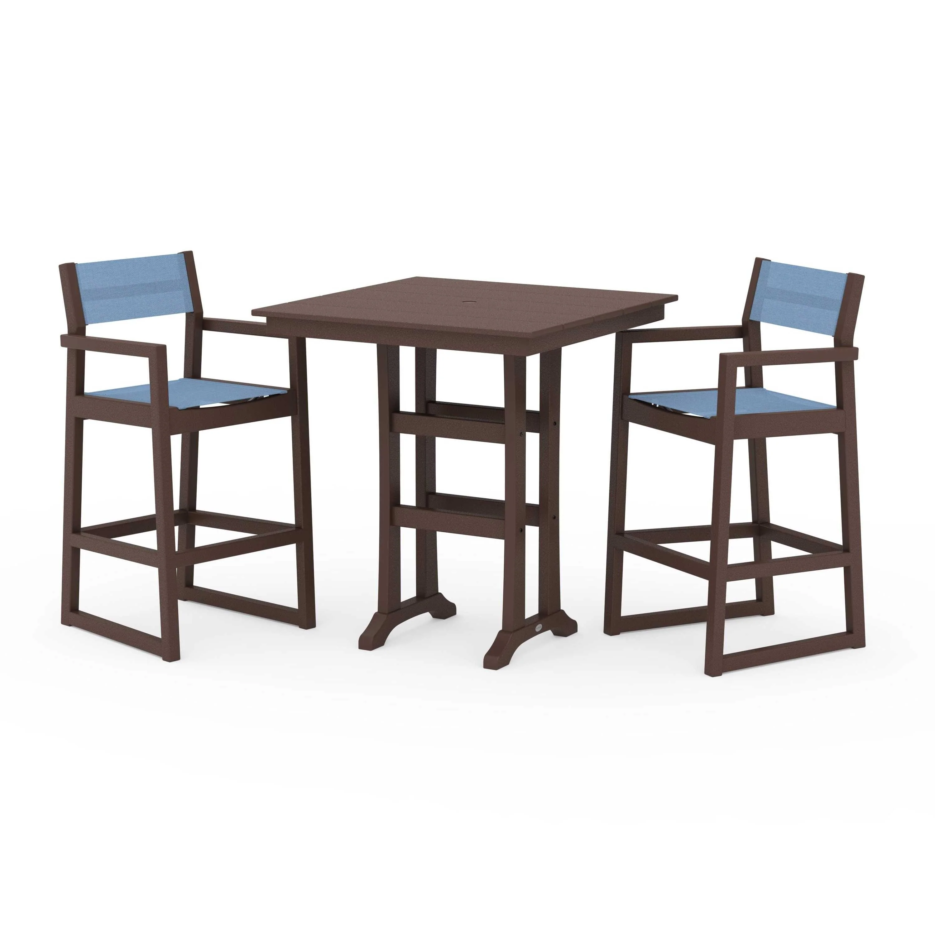 EDGE Sling Arm Chair 3-Piece Farmhouse Bar Set with Trestle Legs - Image 93