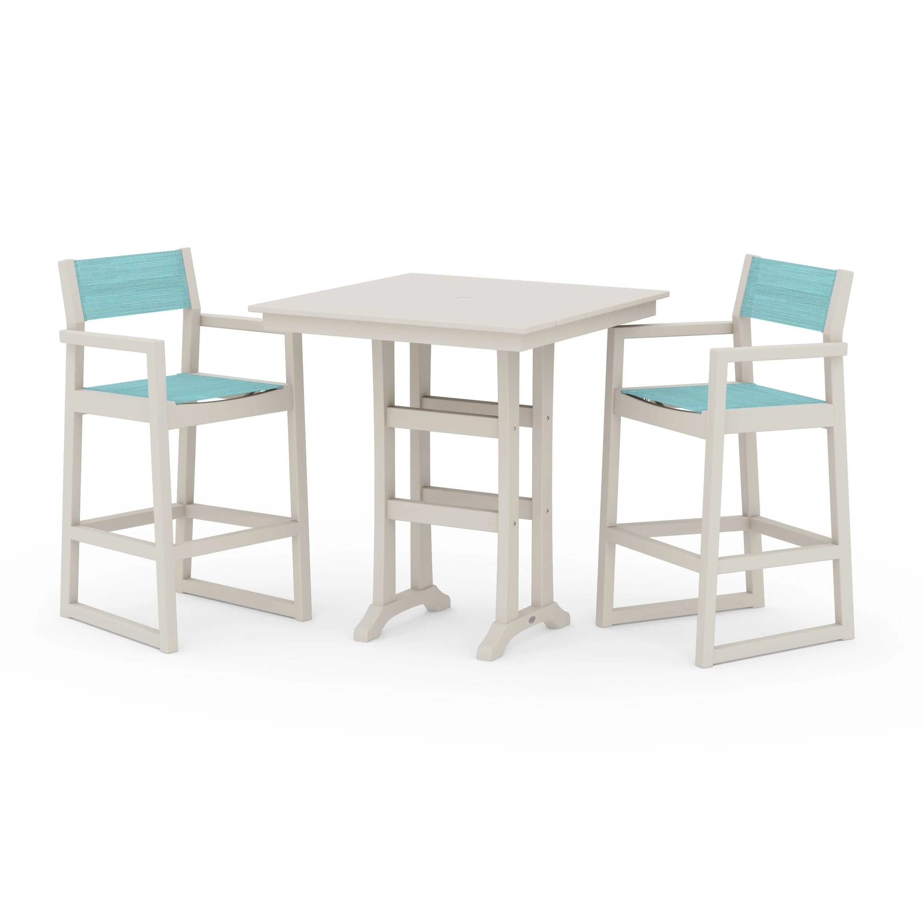 EDGE Sling Arm Chair 3-Piece Farmhouse Bar Set with Trestle Legs - Image 94