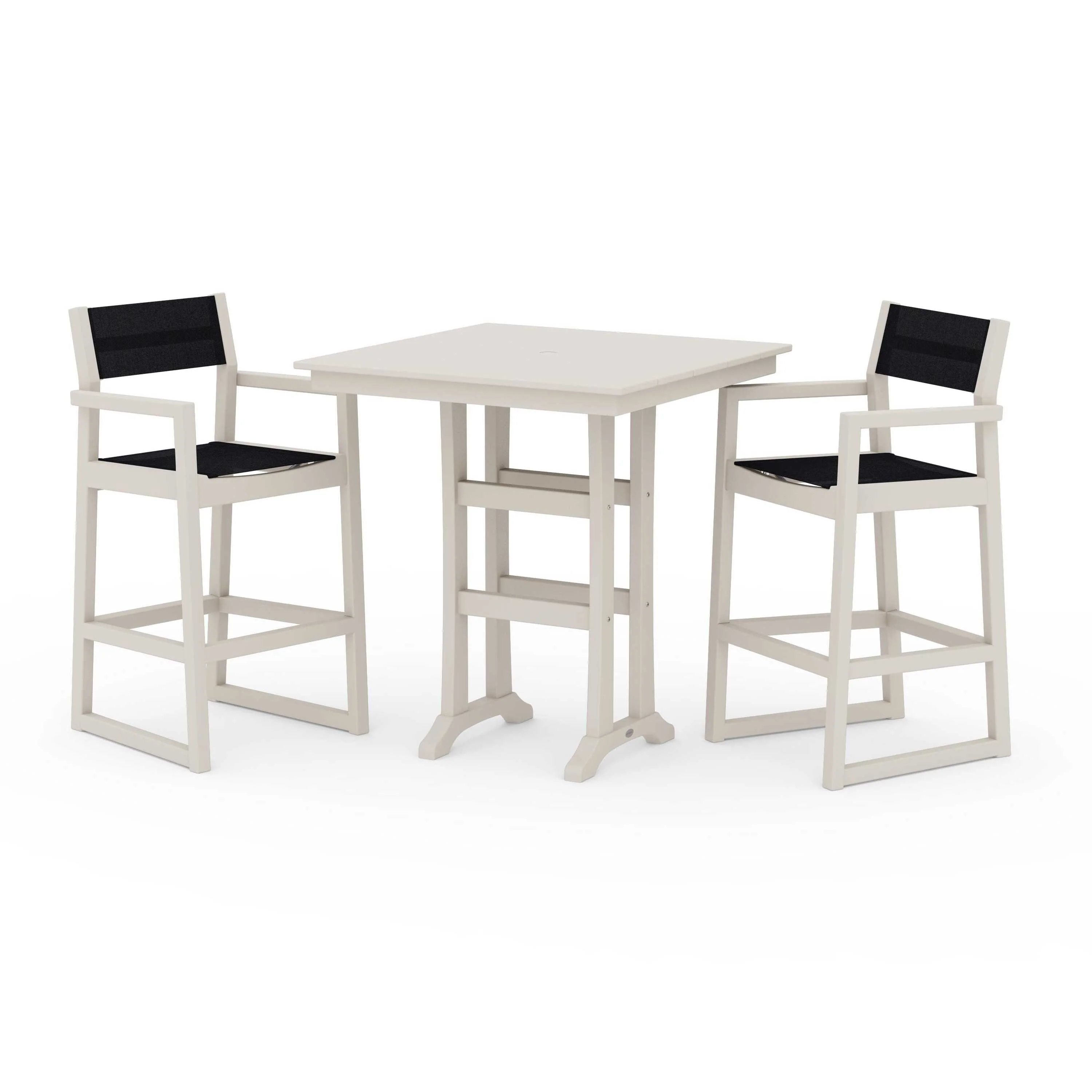 EDGE Sling Arm Chair 3-Piece Farmhouse Bar Set with Trestle Legs - Image 95