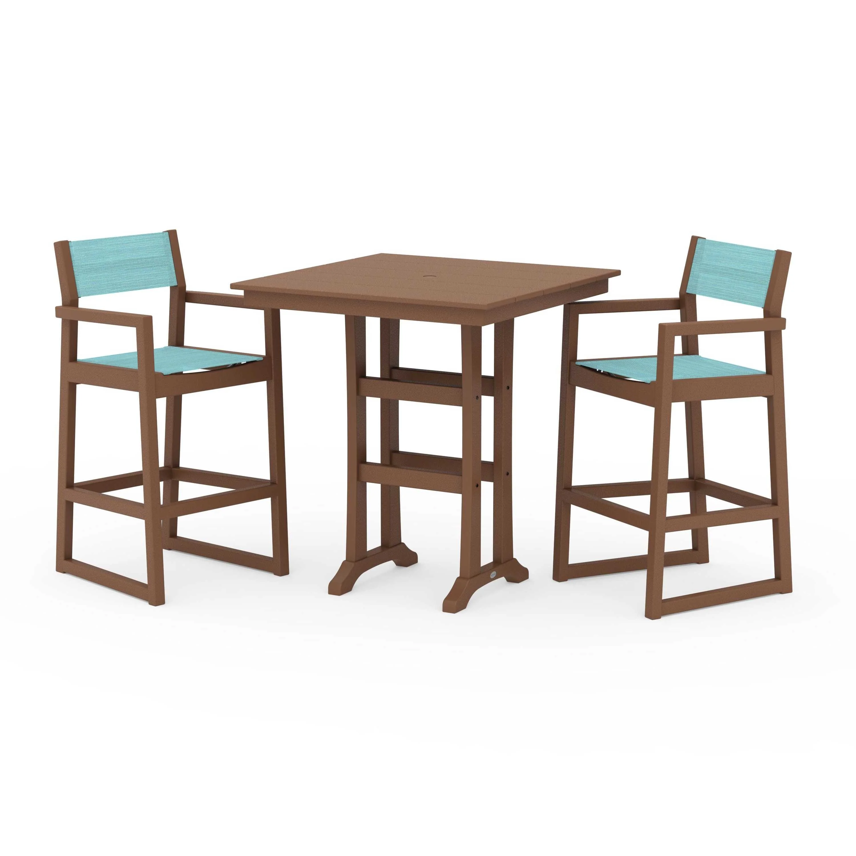 EDGE Sling Arm Chair 3-Piece Farmhouse Bar Set with Trestle Legs - Image 96