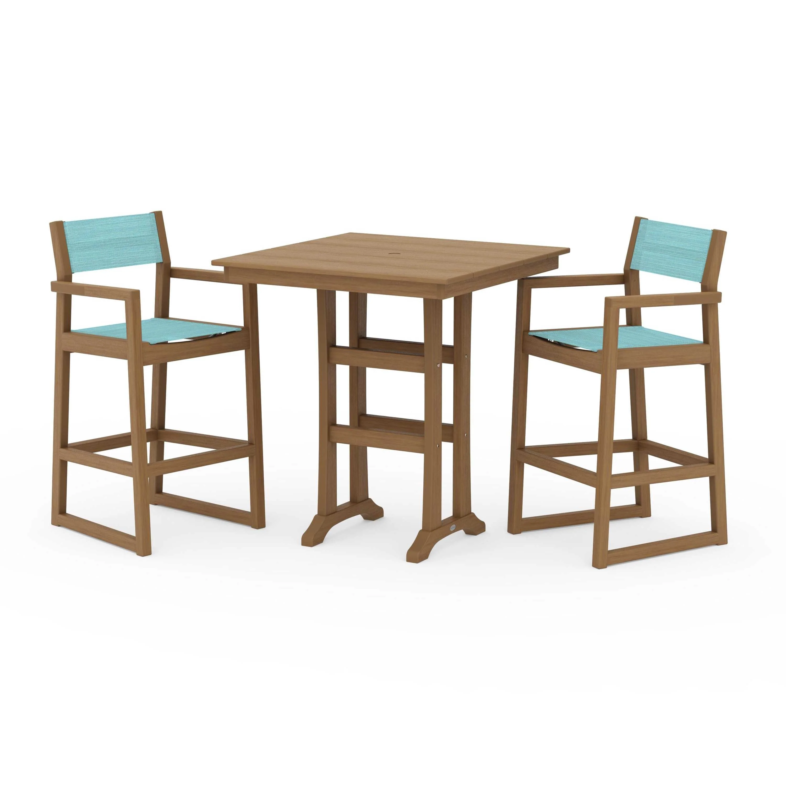 EDGE Sling Arm Chair 3-Piece Farmhouse Bar Set with Trestle Legs - Image 97