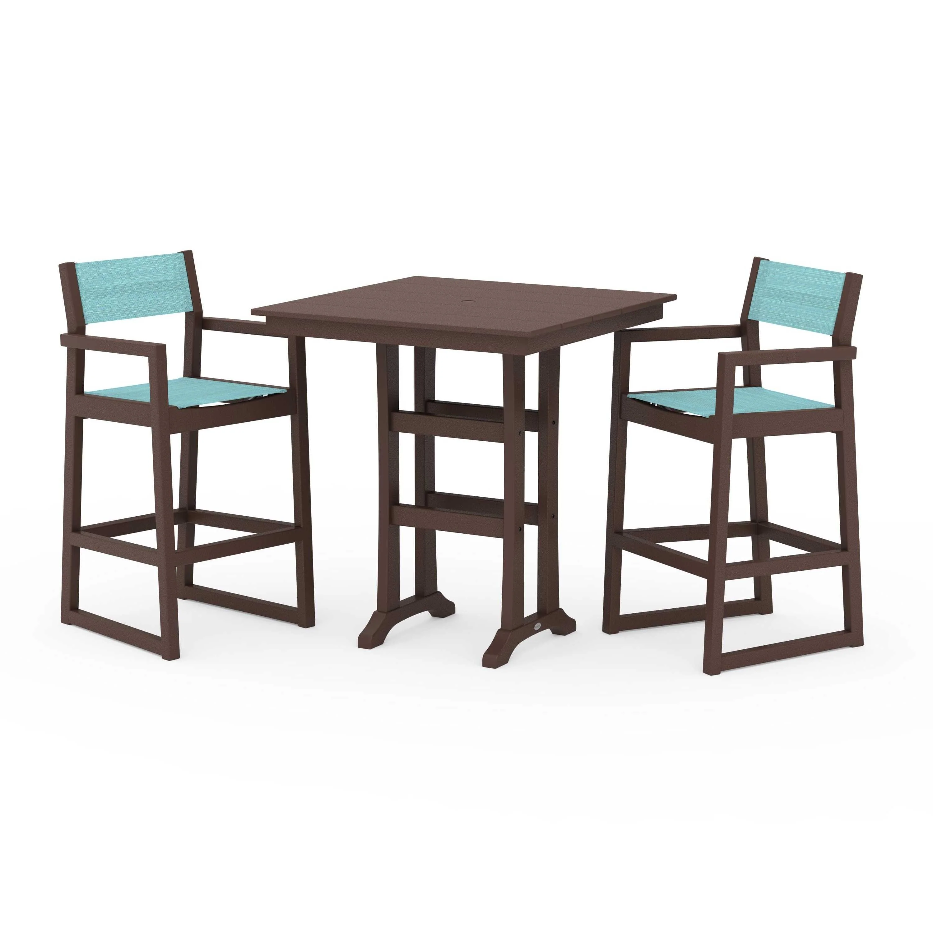 EDGE Sling Arm Chair 3-Piece Farmhouse Bar Set with Trestle Legs - Image 99