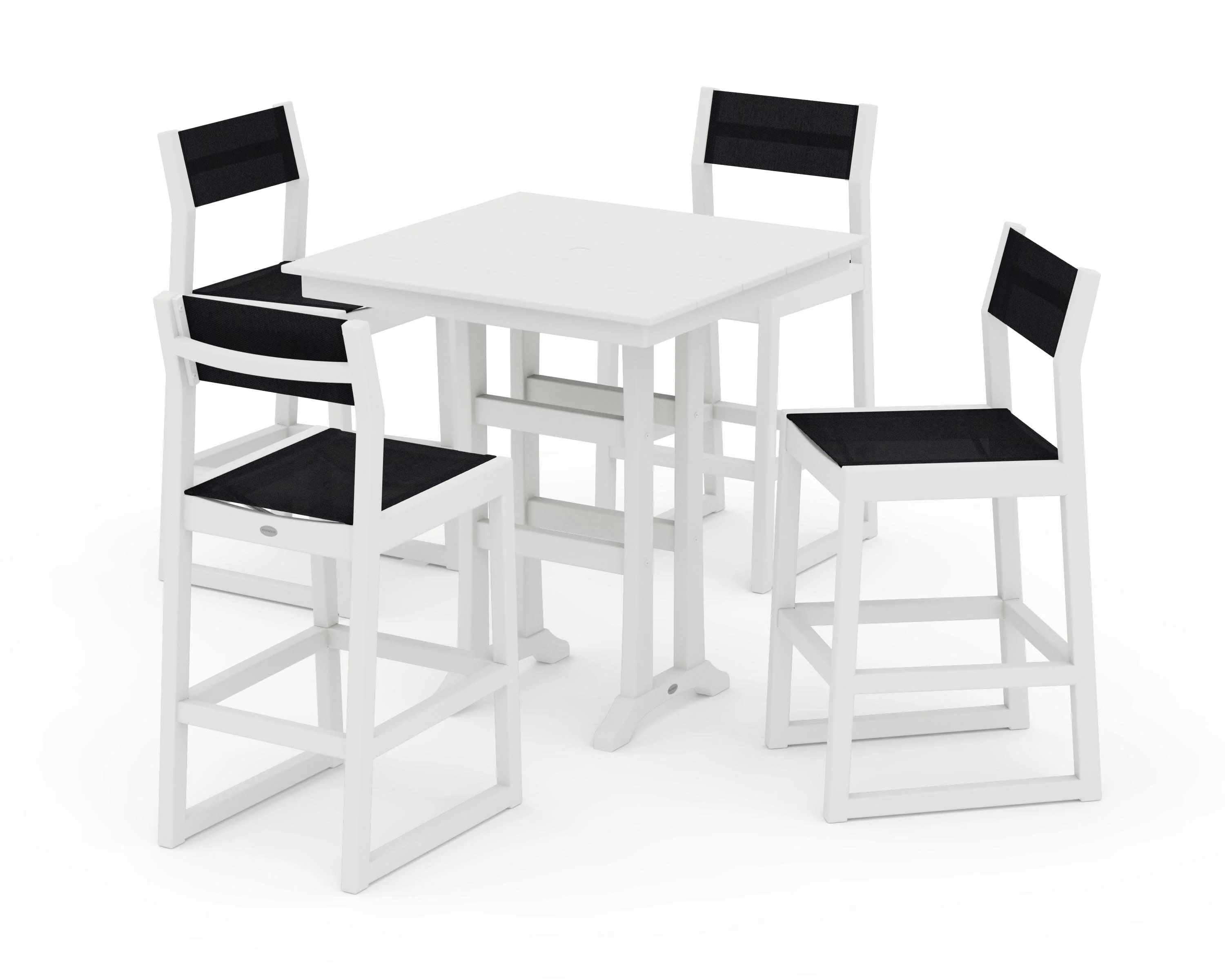 EDGE Sling Arm Chair 5-Piece Farmhouse Bar Set with Trestle Legs - Image 10