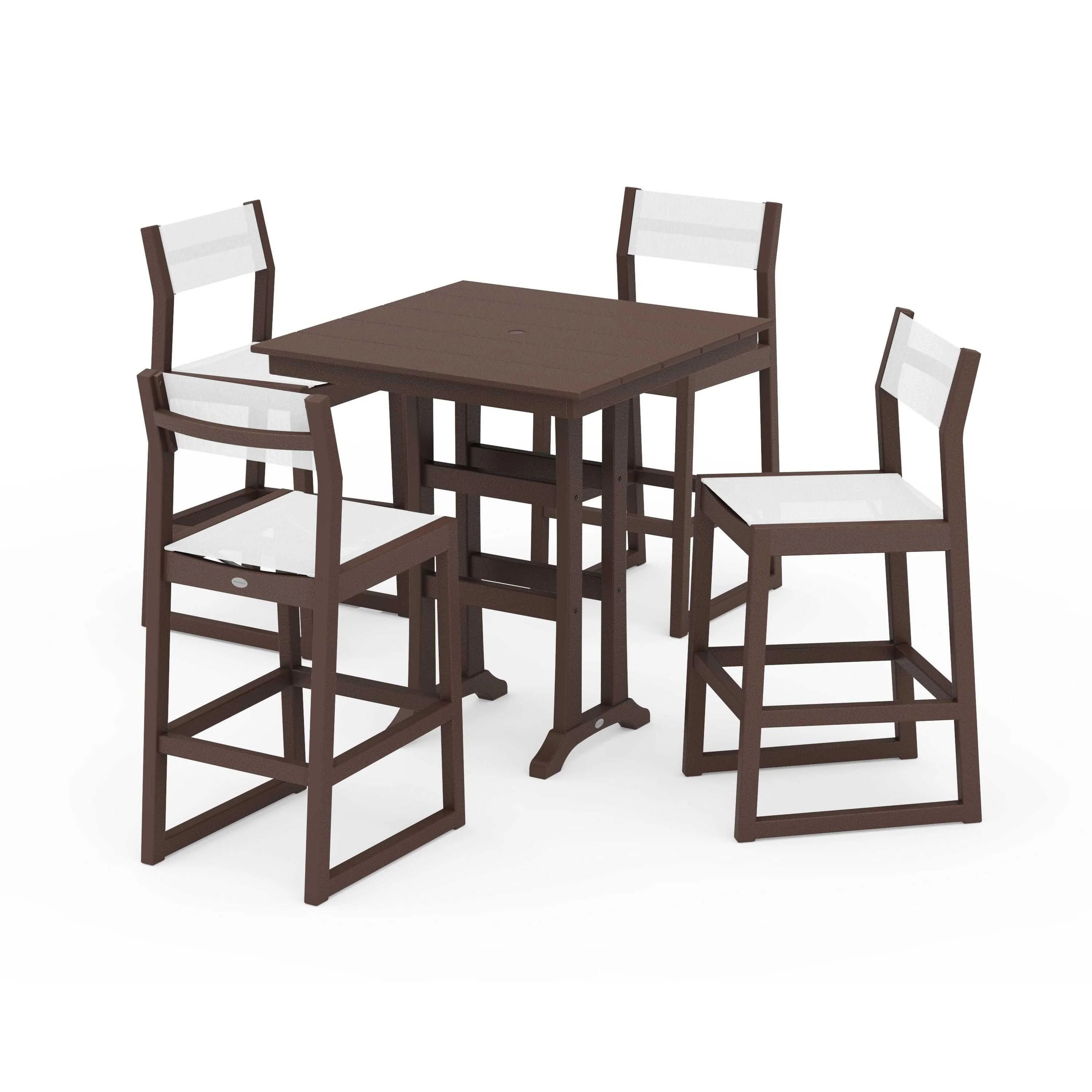 EDGE Sling Arm Chair 5-Piece Farmhouse Bar Set with Trestle Legs - Image 101