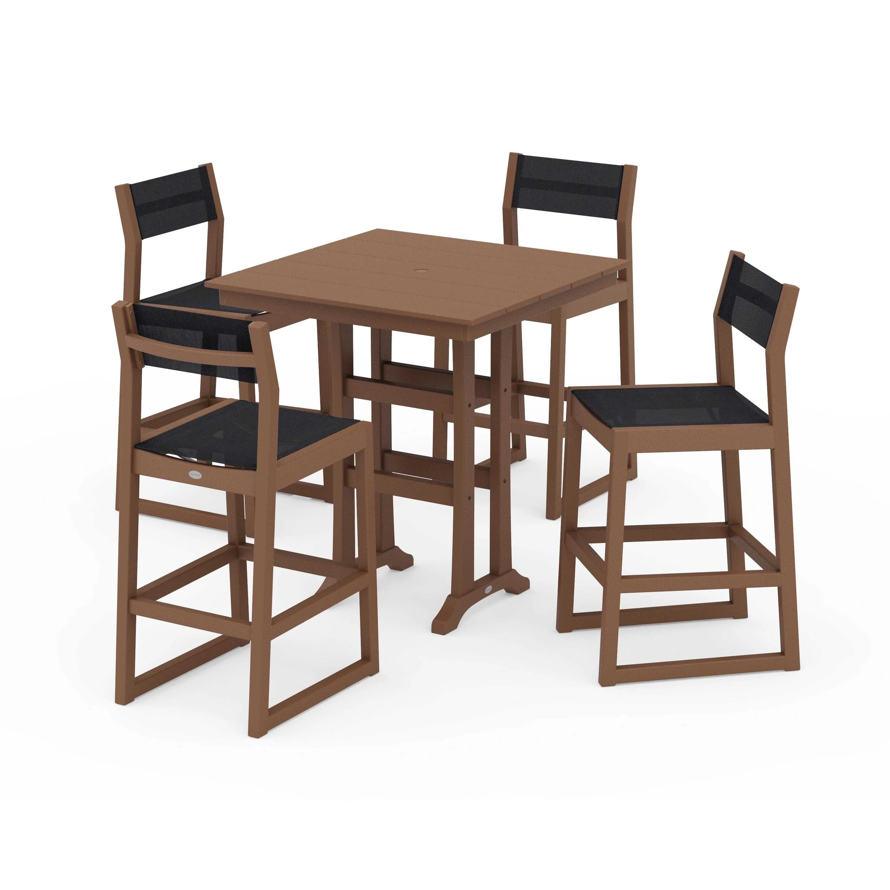 EDGE Sling Arm Chair 5-Piece Farmhouse Bar Set with Trestle Legs - Image 102