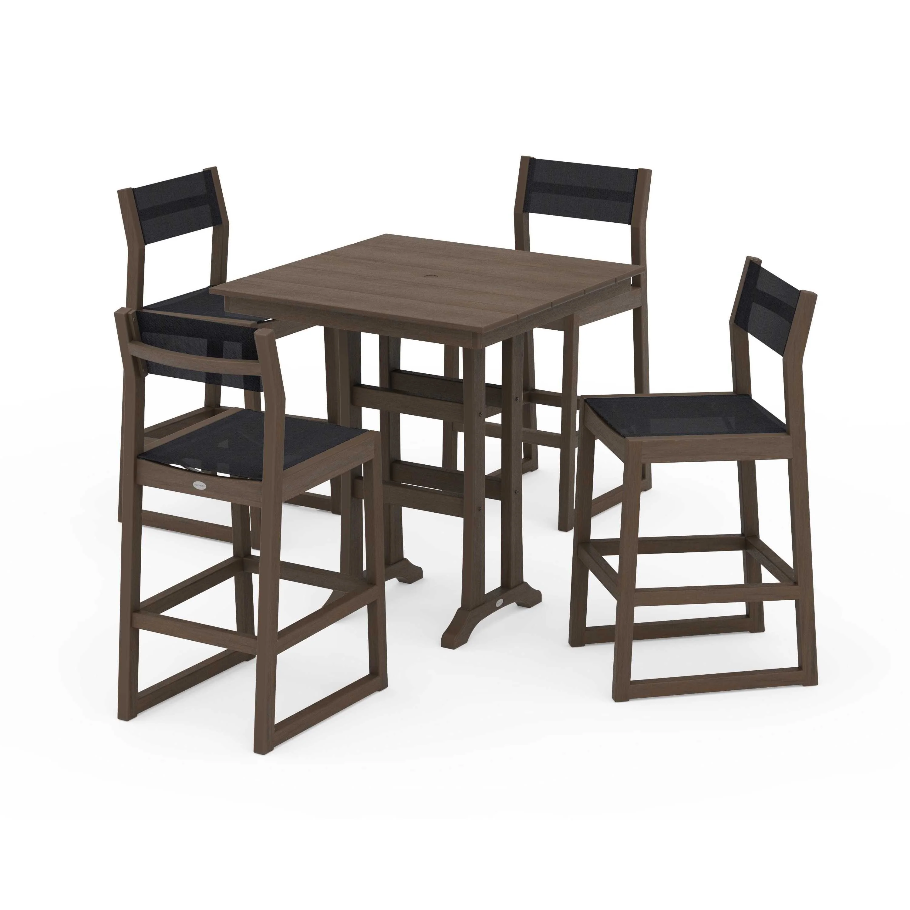 EDGE Sling Arm Chair 5-Piece Farmhouse Bar Set with Trestle Legs - Image 103