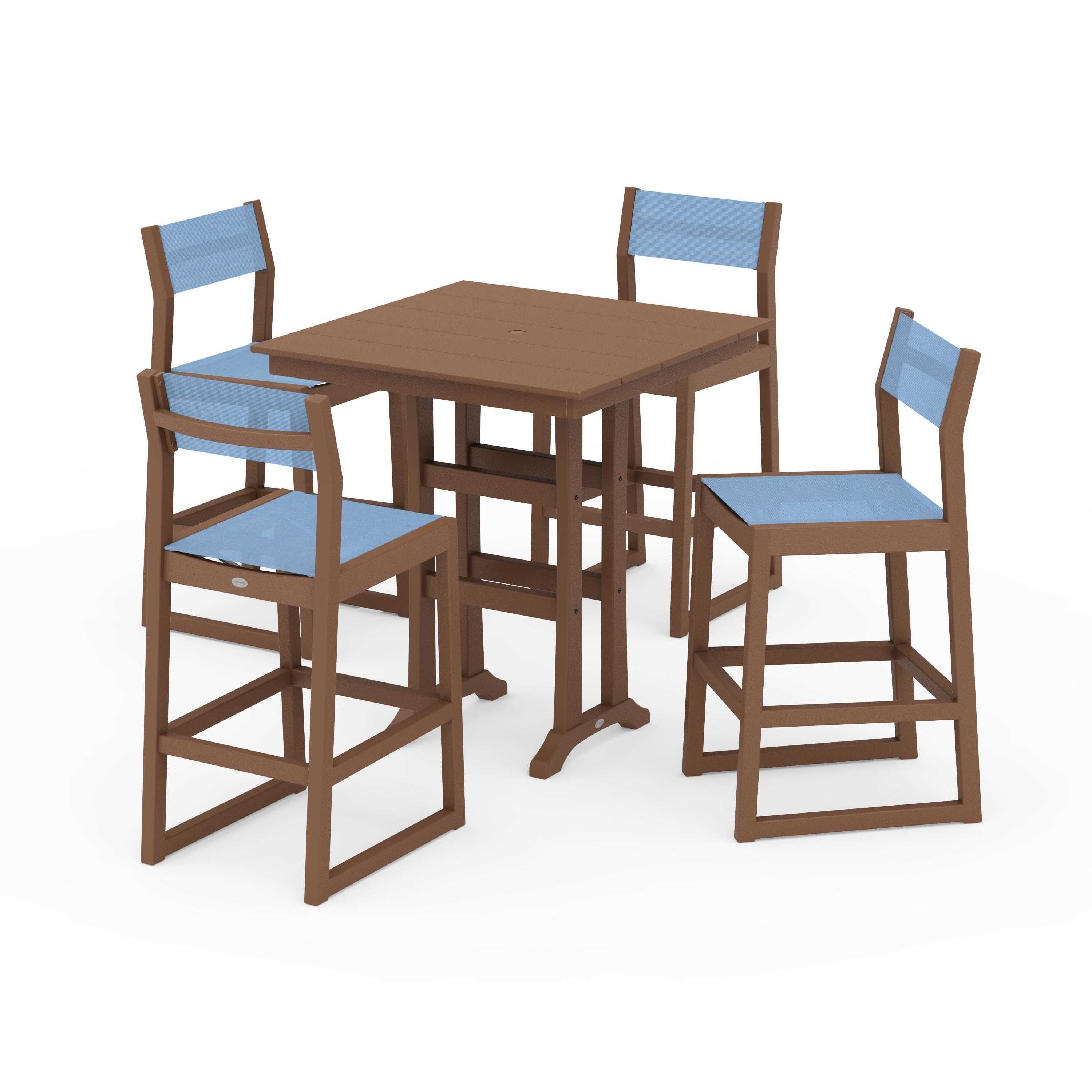 EDGE Sling Arm Chair 5-Piece Farmhouse Bar Set with Trestle Legs - Image 104
