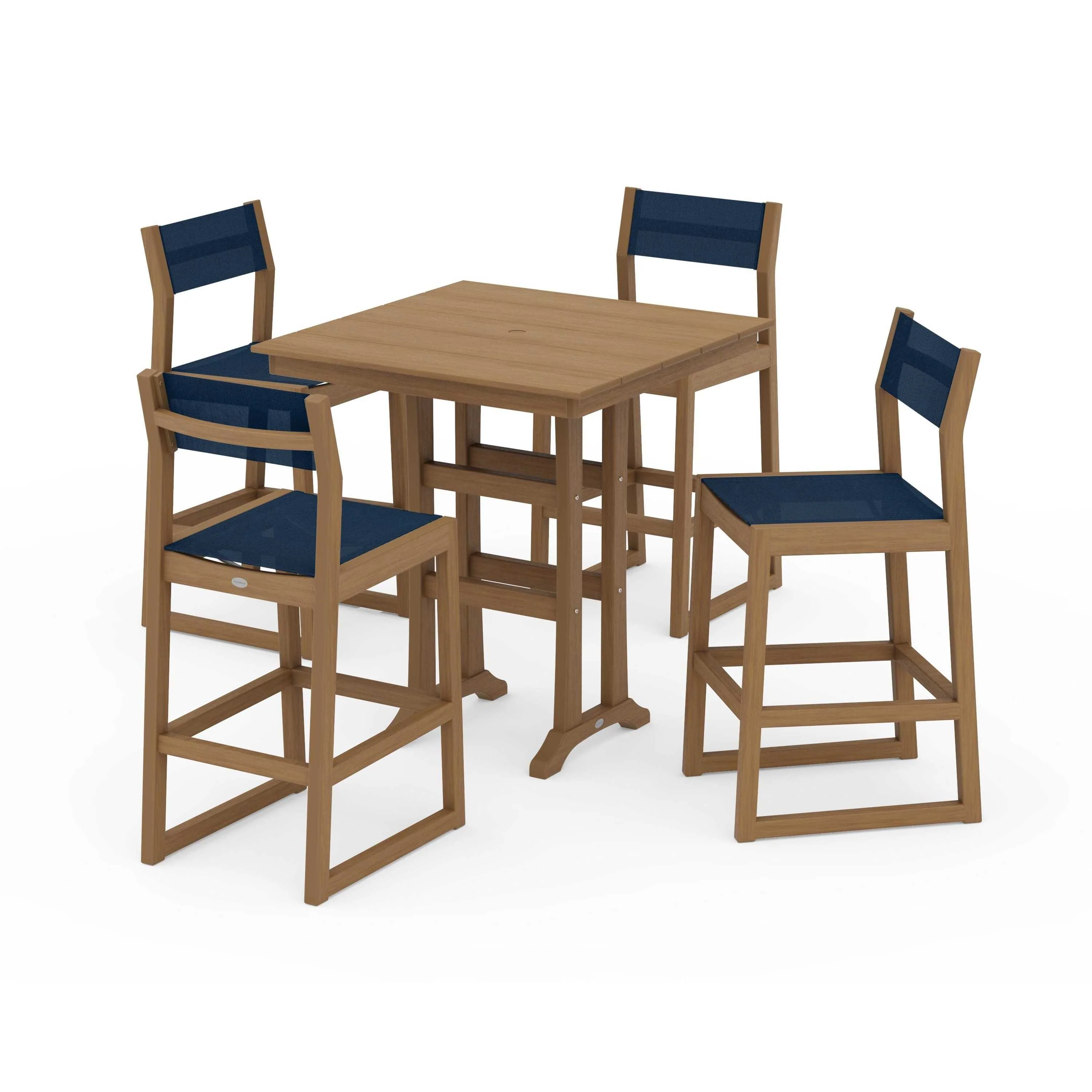 EDGE Sling Arm Chair 5-Piece Farmhouse Bar Set with Trestle Legs - Image 110