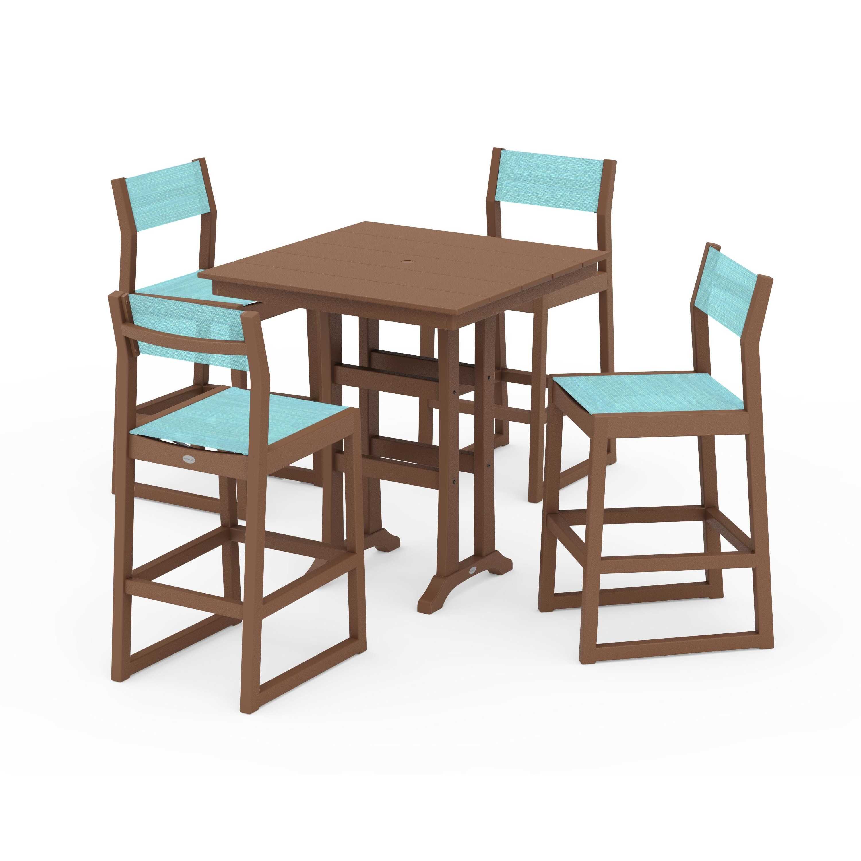 EDGE Sling Arm Chair 5-Piece Farmhouse Bar Set with Trestle Legs - Image 114