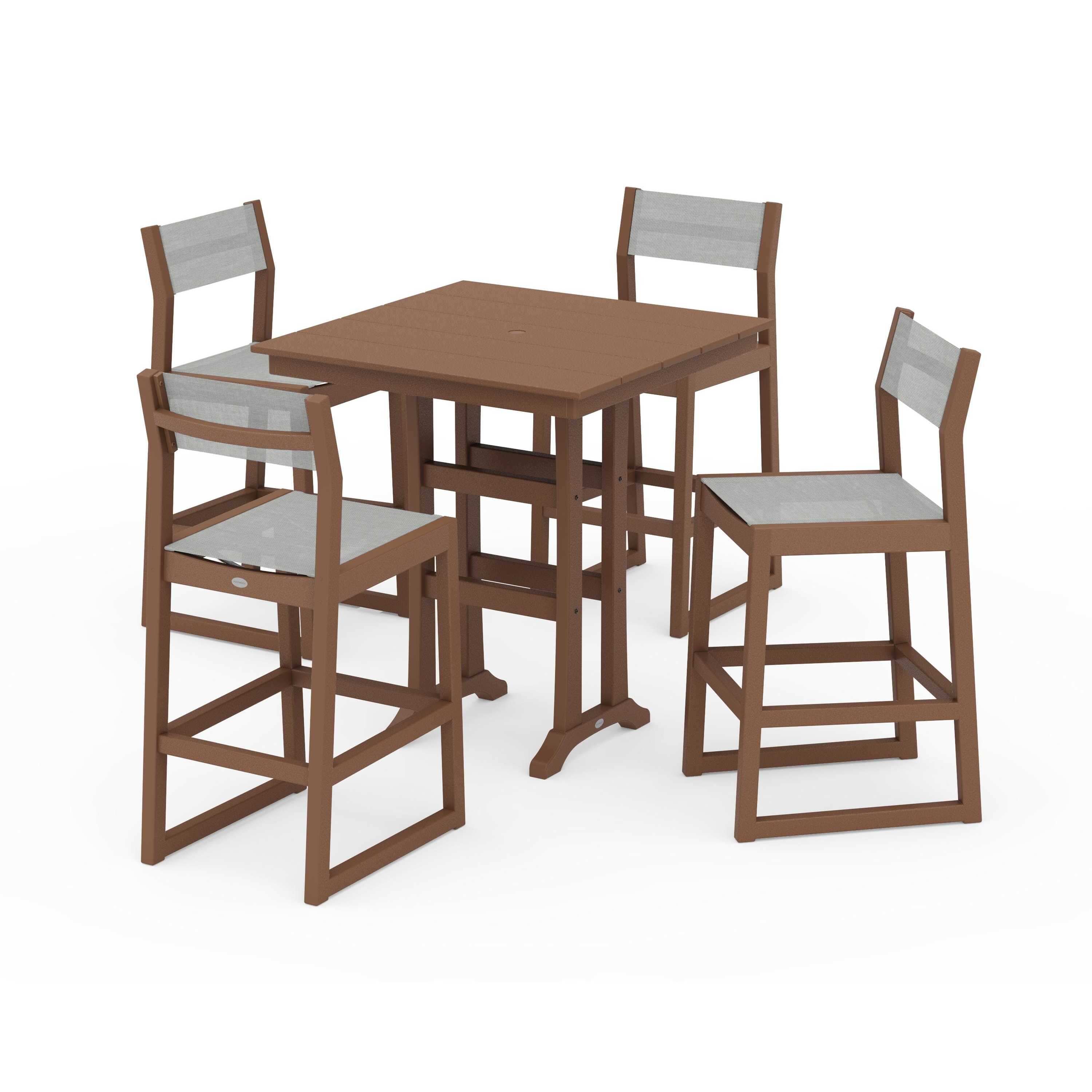 EDGE Sling Arm Chair 5-Piece Farmhouse Bar Set with Trestle Legs - Image 116