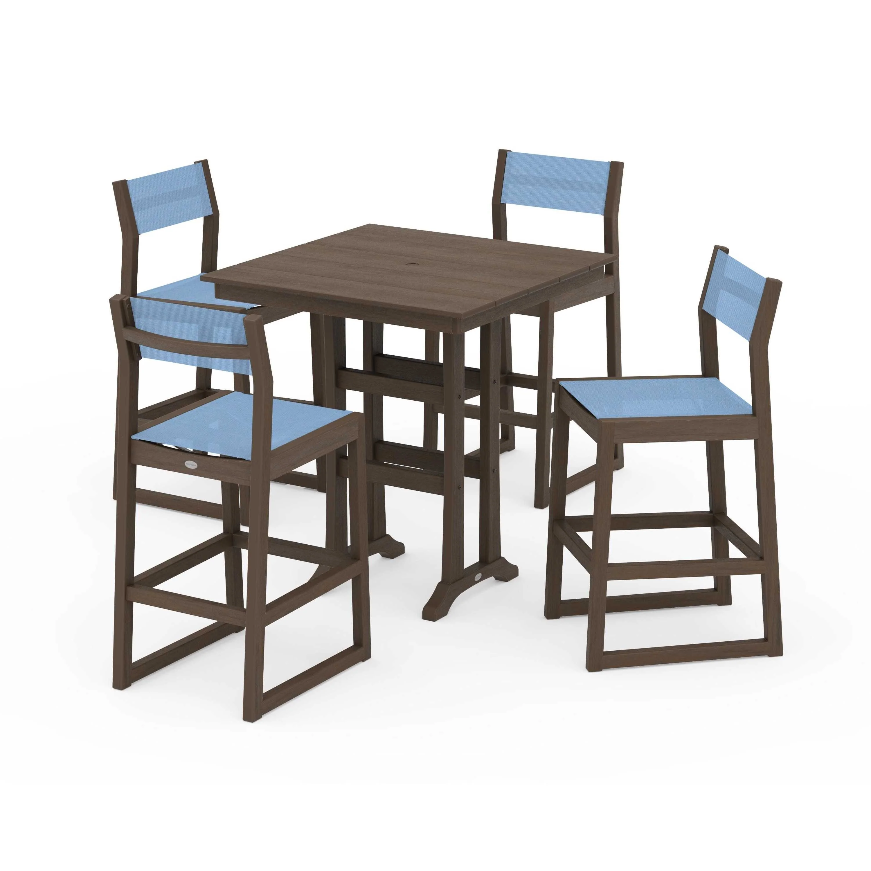 EDGE Sling Arm Chair 5-Piece Farmhouse Bar Set with Trestle Legs - Image 118