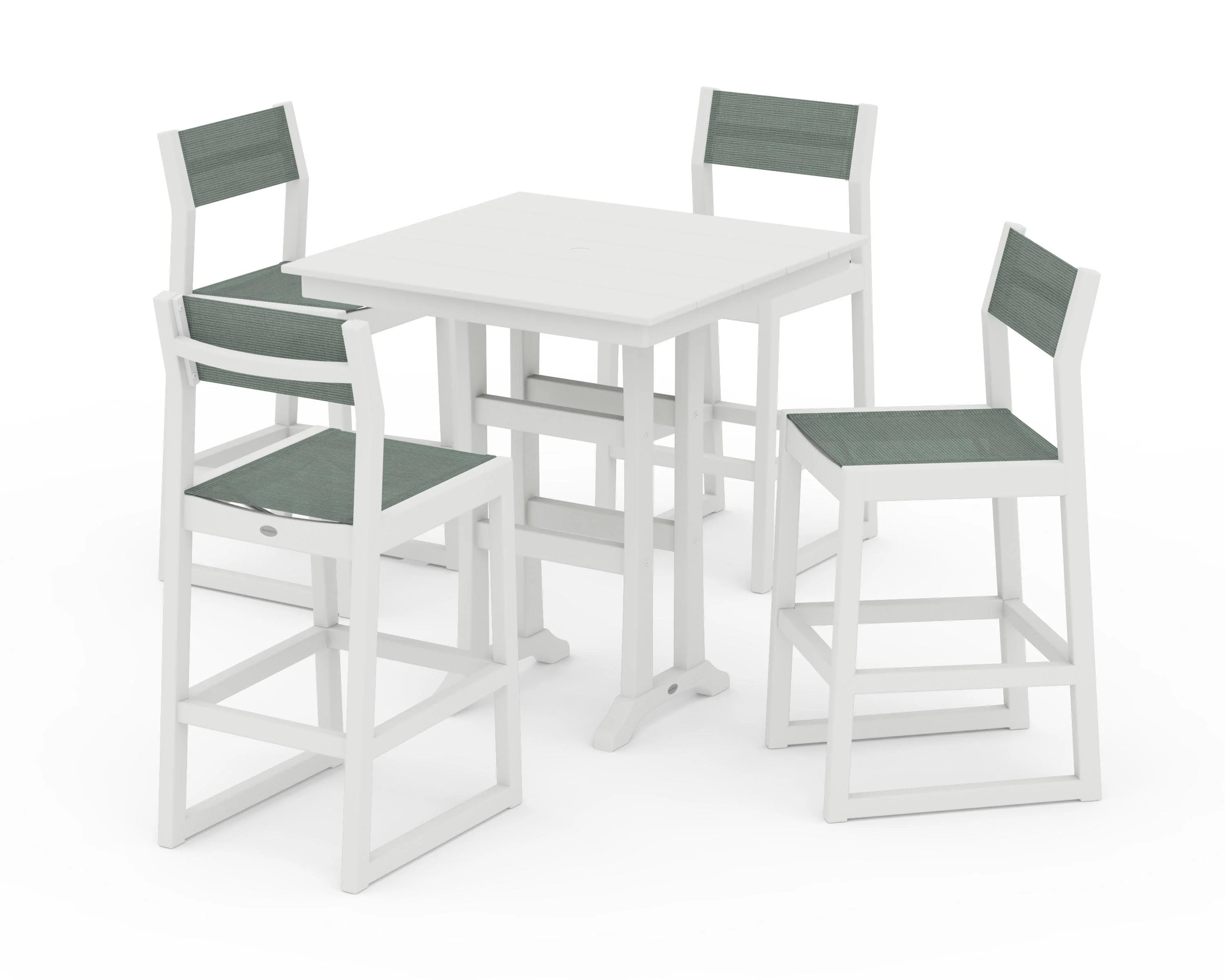 EDGE Sling Arm Chair 5-Piece Farmhouse Bar Set with Trestle Legs - Image 12