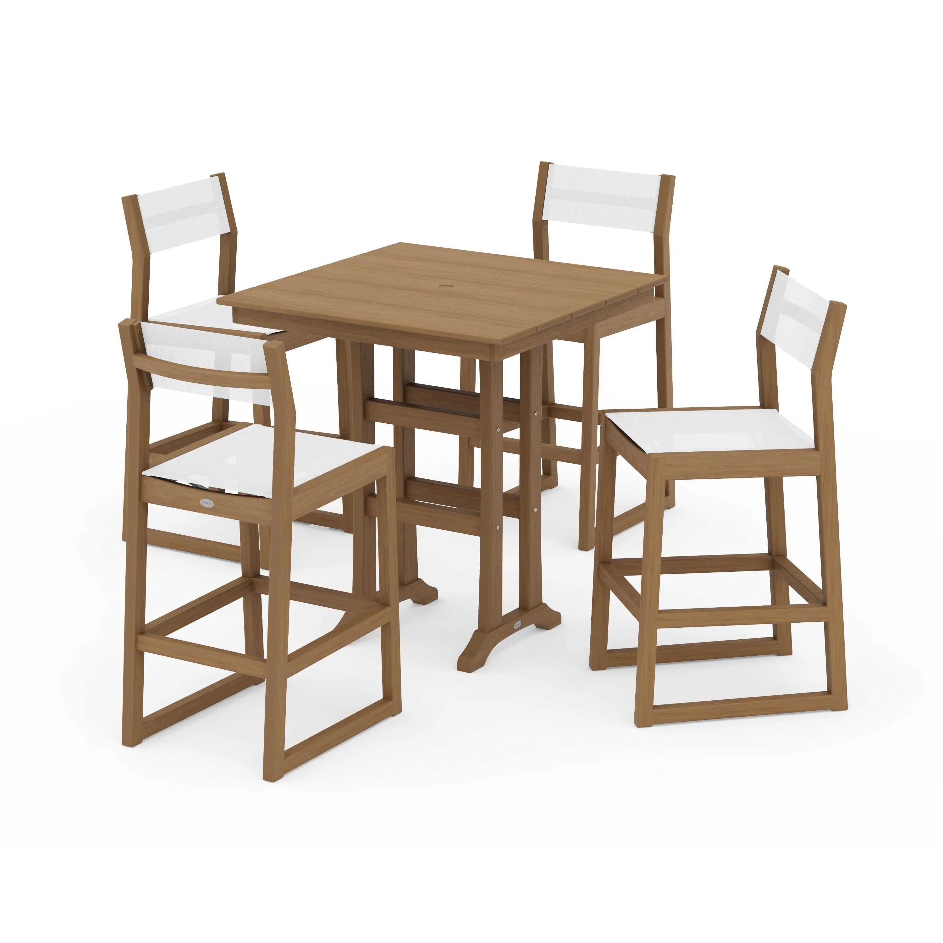 EDGE Sling Arm Chair 5-Piece Farmhouse Bar Set with Trestle Legs - Image 123