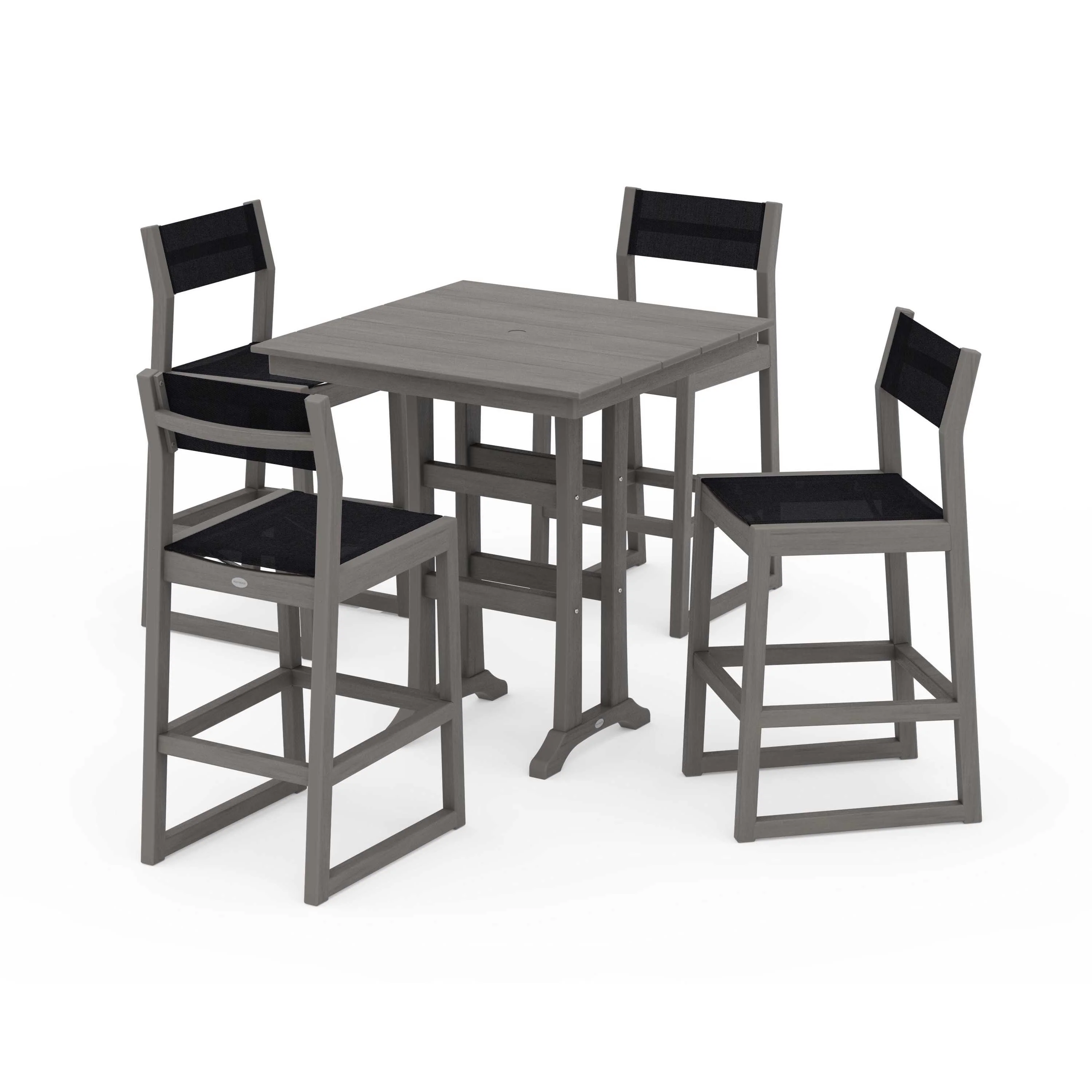 EDGE Sling Arm Chair 5-Piece Farmhouse Bar Set with Trestle Legs - Image 125