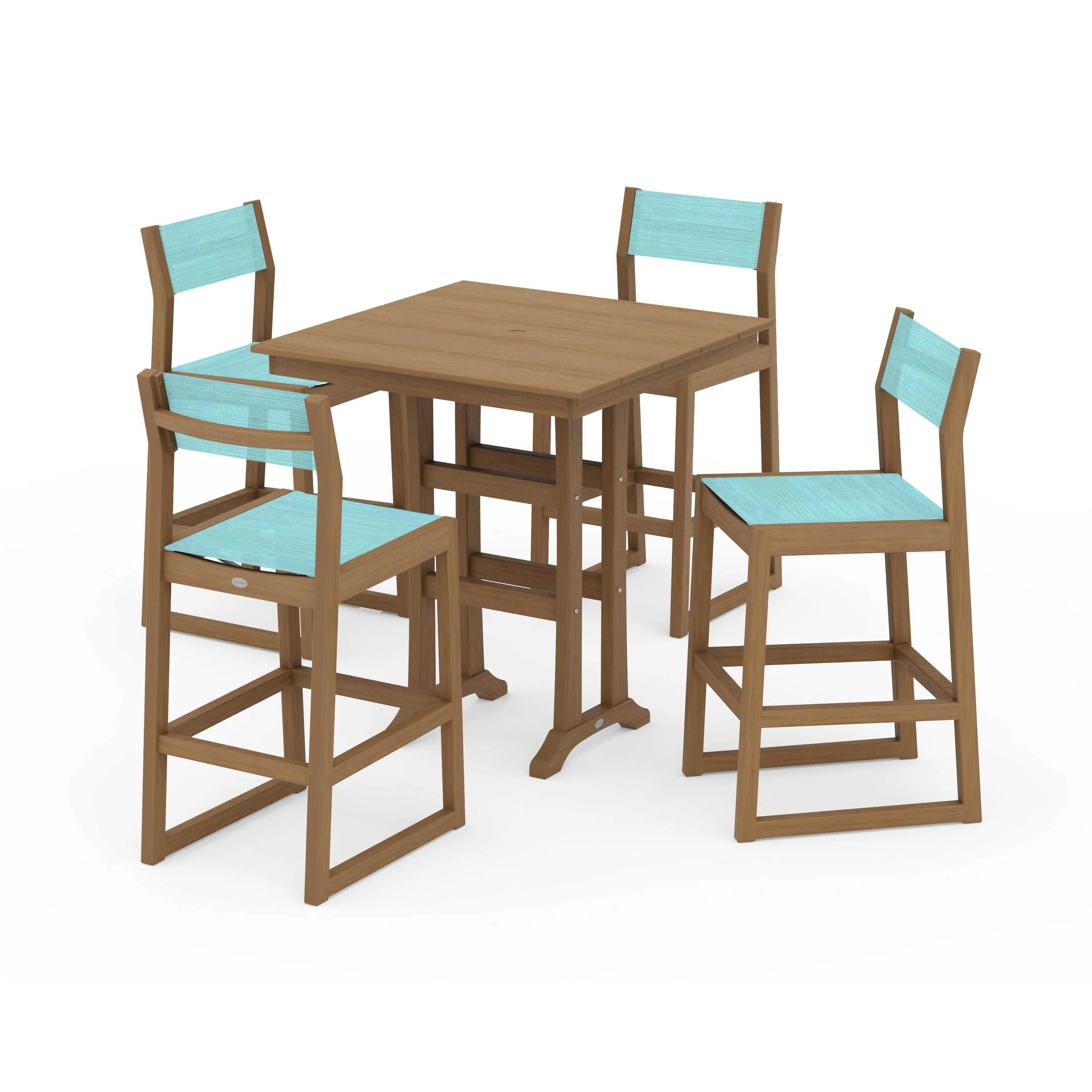 EDGE Sling Arm Chair 5-Piece Farmhouse Bar Set with Trestle Legs - Image 126