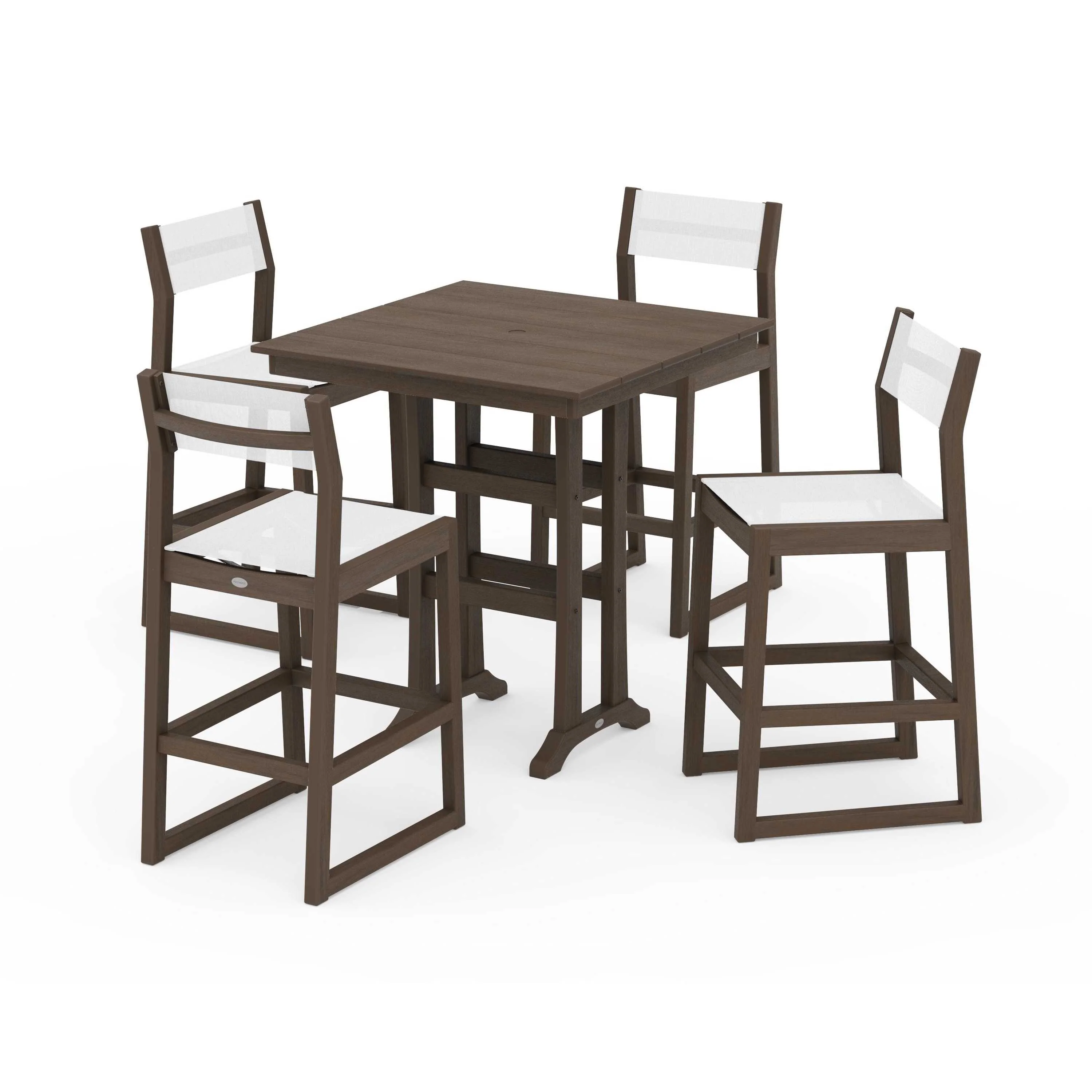EDGE Sling Arm Chair 5-Piece Farmhouse Bar Set with Trestle Legs - Image 129