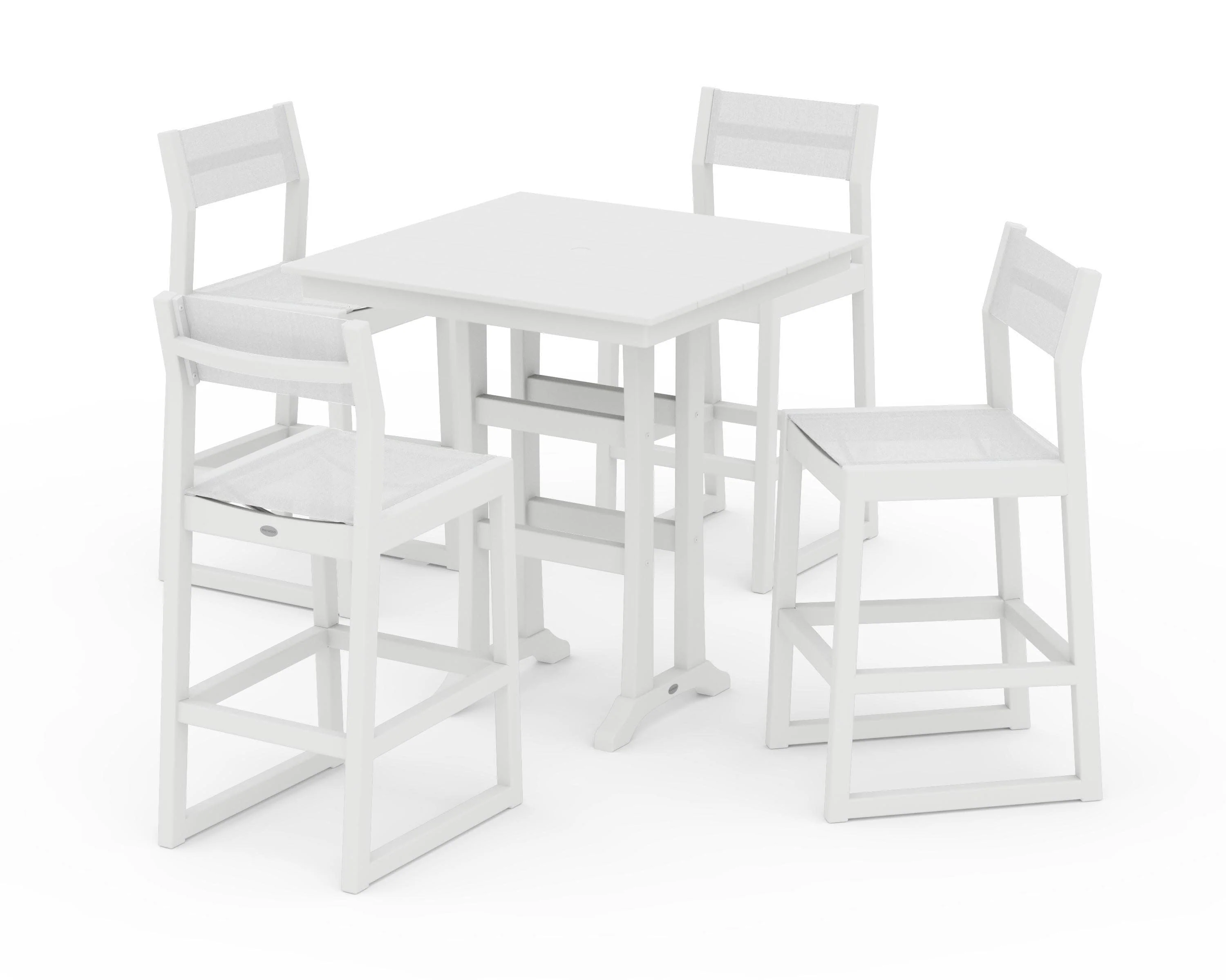 EDGE Sling Arm Chair 5-Piece Farmhouse Bar Set with Trestle Legs - Image 13