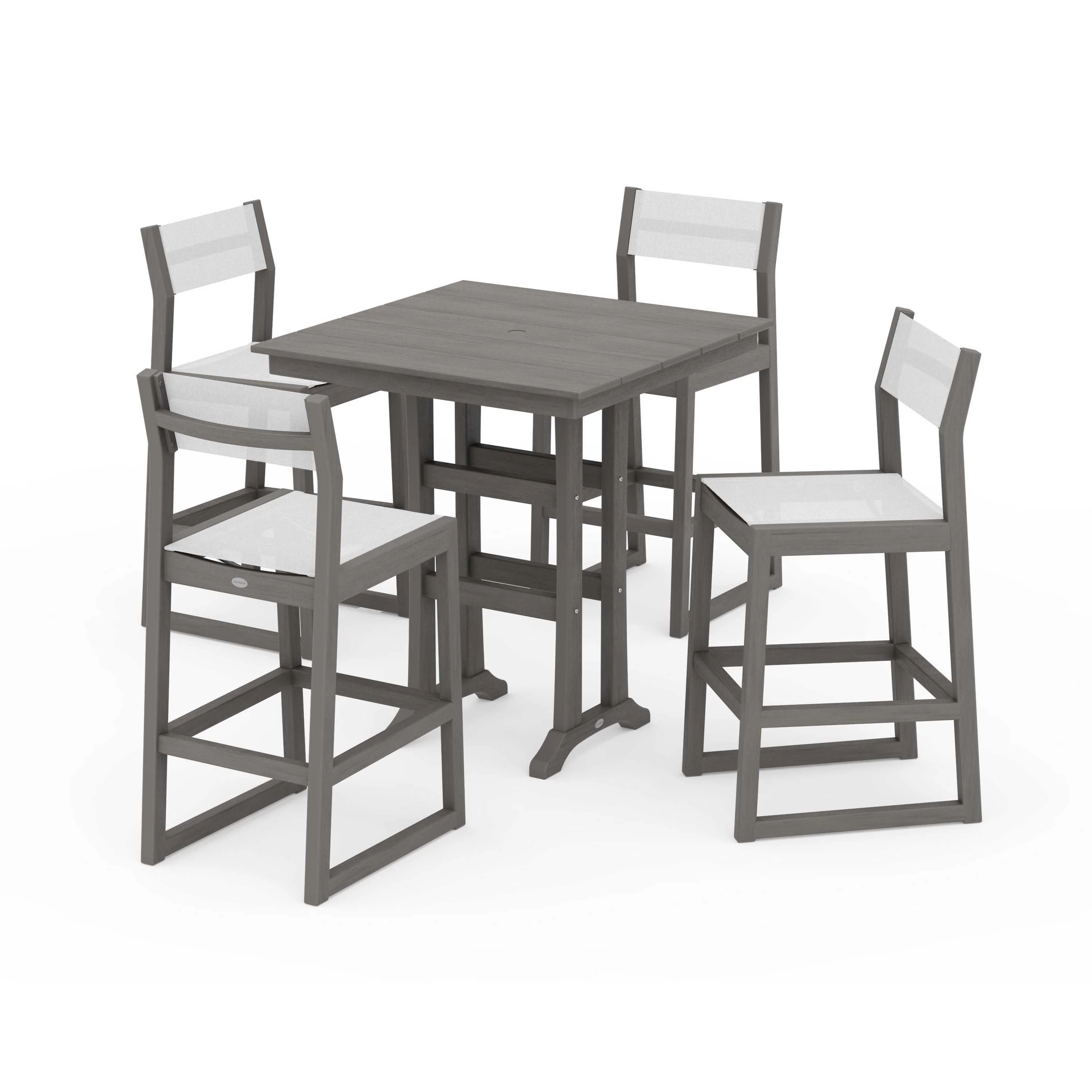 EDGE Sling Arm Chair 5-Piece Farmhouse Bar Set with Trestle Legs - Image 134