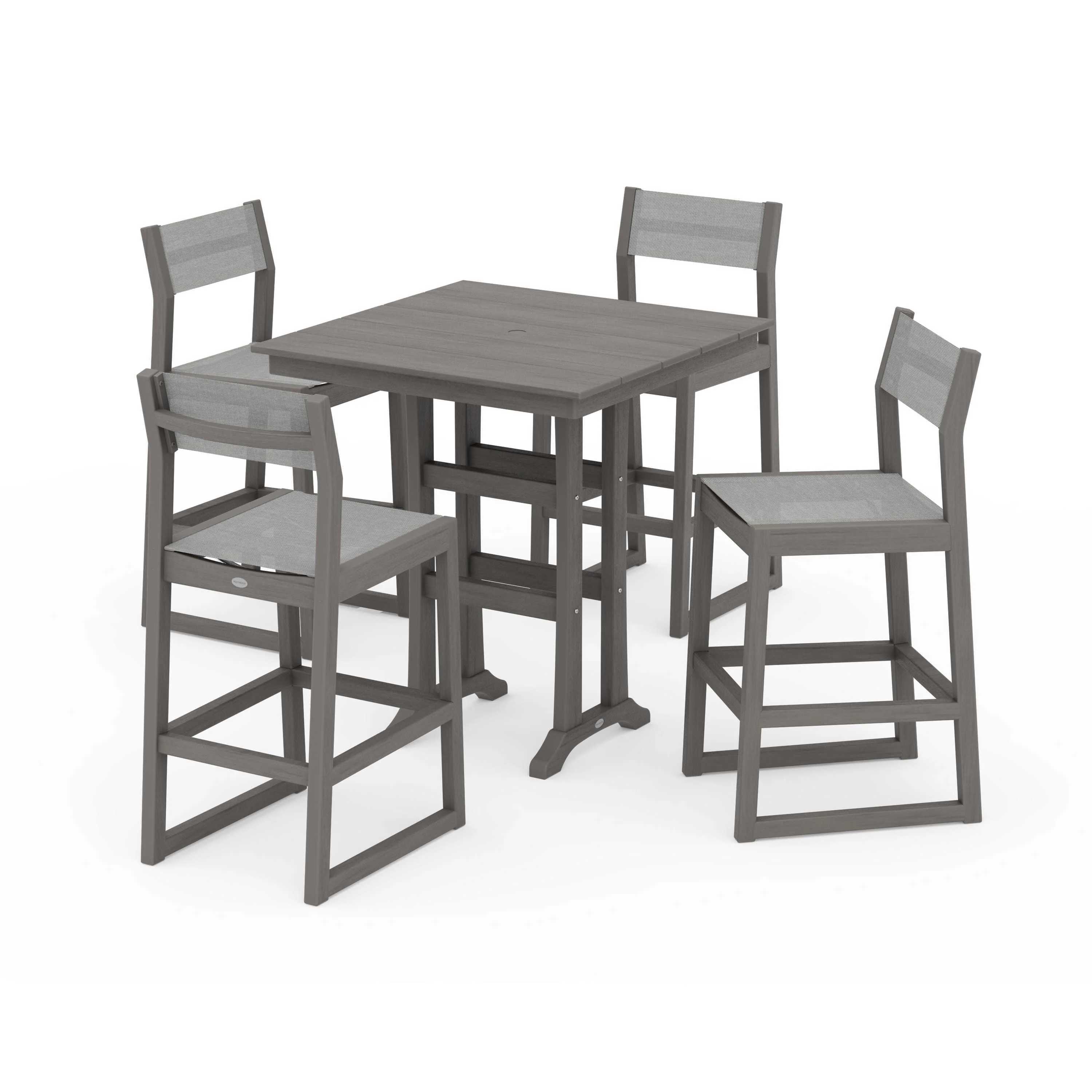 EDGE Sling Arm Chair 5-Piece Farmhouse Bar Set with Trestle Legs - Image 142