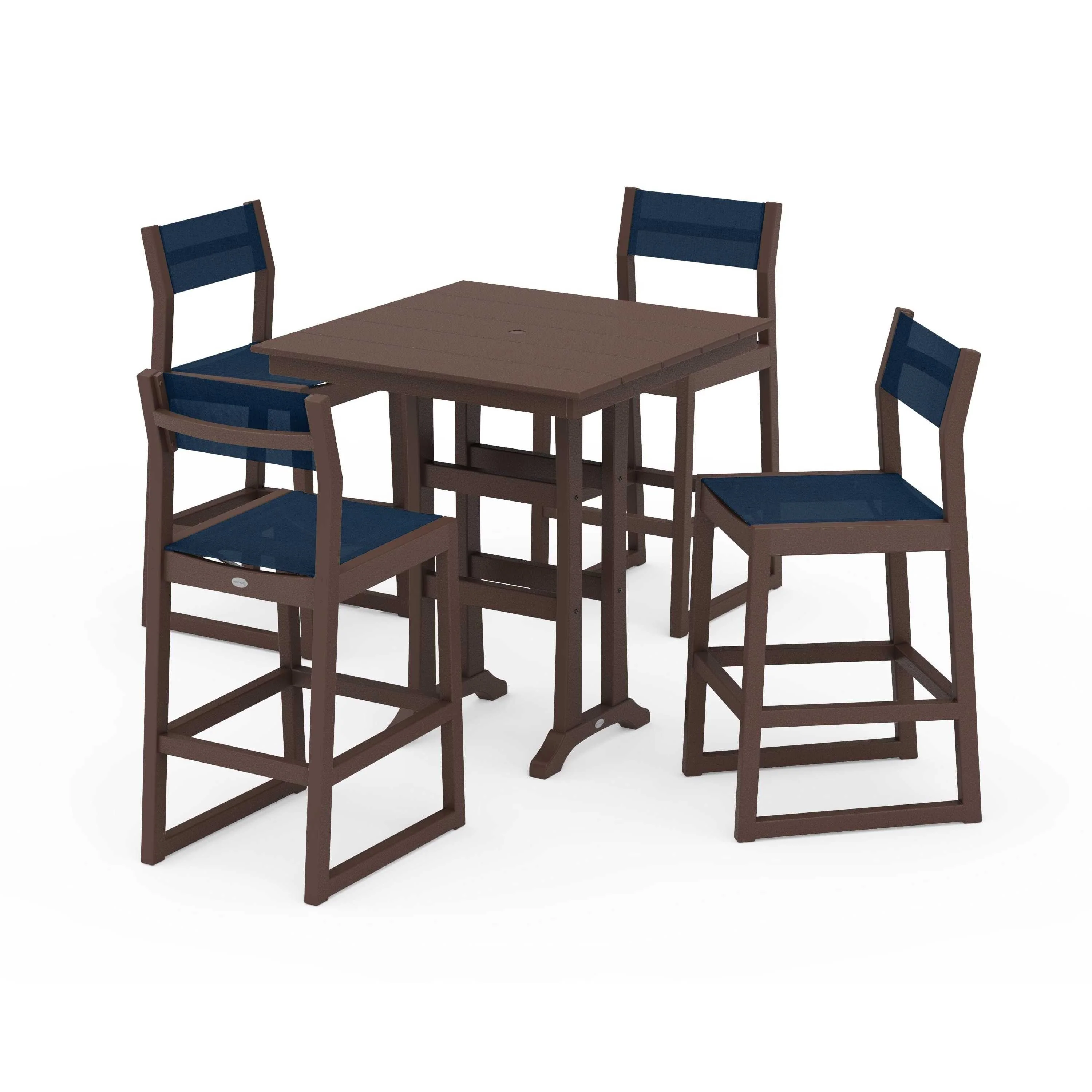 EDGE Sling Arm Chair 5-Piece Farmhouse Bar Set with Trestle Legs - Image 143
