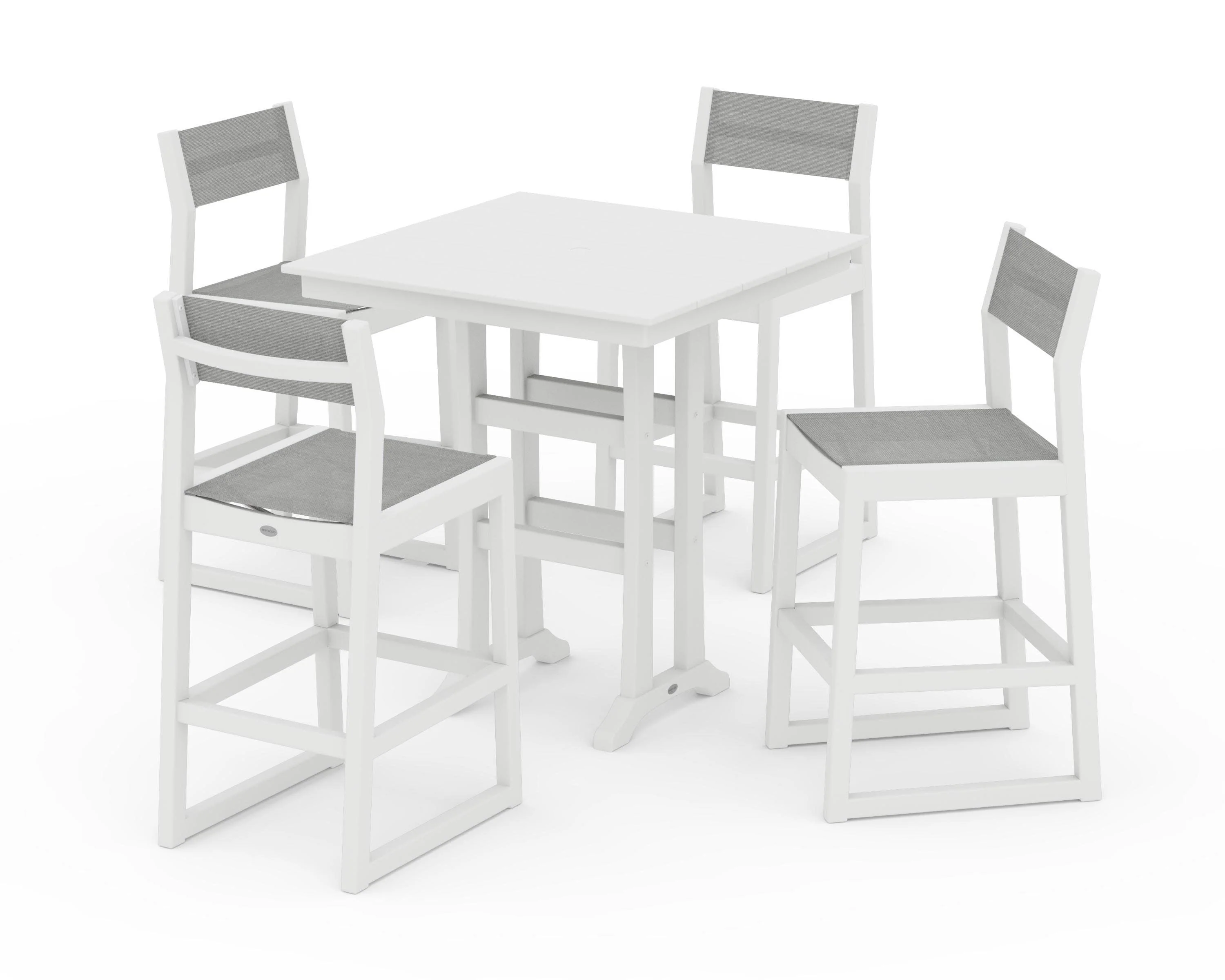 EDGE Sling Arm Chair 5-Piece Farmhouse Bar Set with Trestle Legs - Image 15