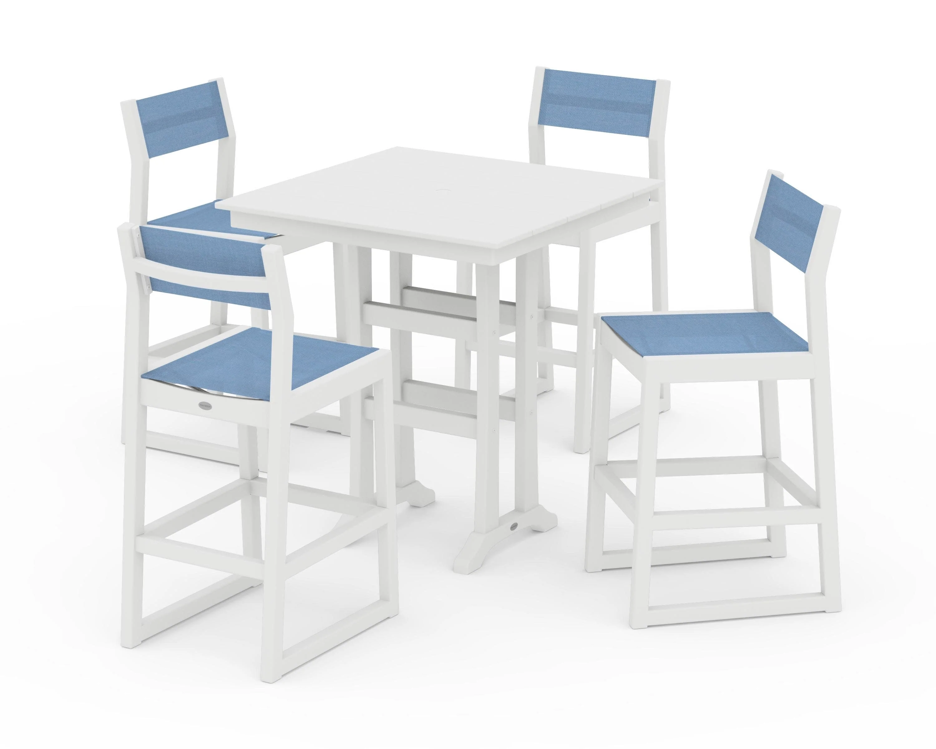 EDGE Sling Arm Chair 5-Piece Farmhouse Bar Set with Trestle Legs - Image 16