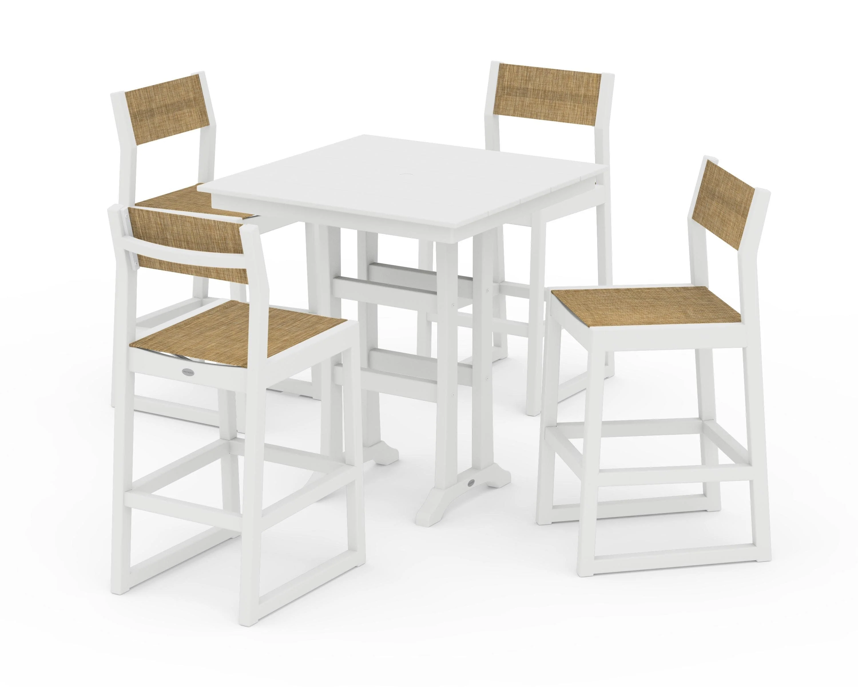 EDGE Sling Arm Chair 5-Piece Farmhouse Bar Set with Trestle Legs - Image 17