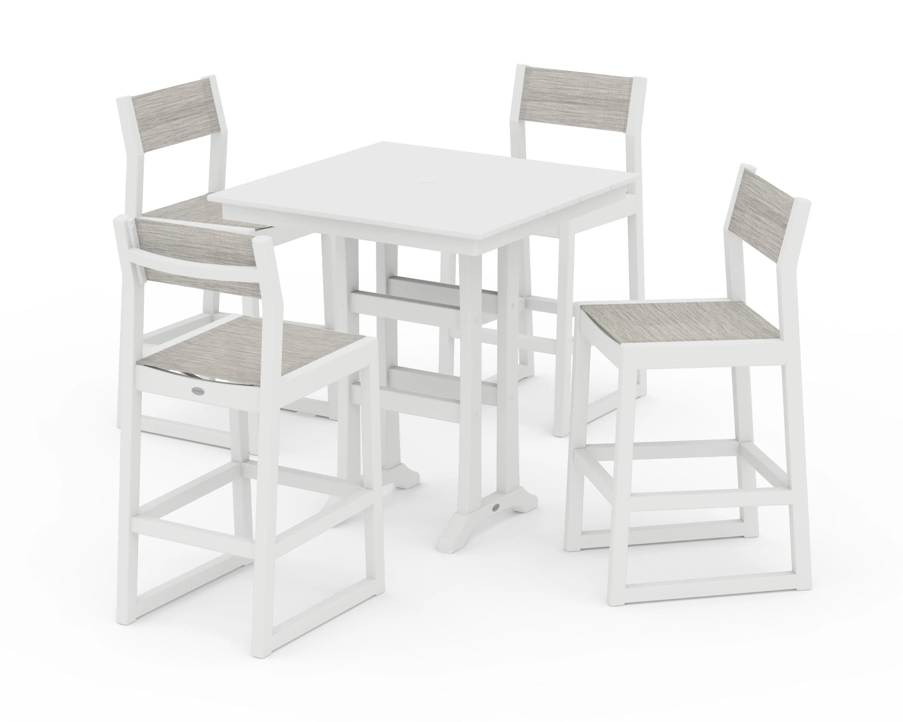 EDGE Sling Arm Chair 5-Piece Farmhouse Bar Set with Trestle Legs - Image 18