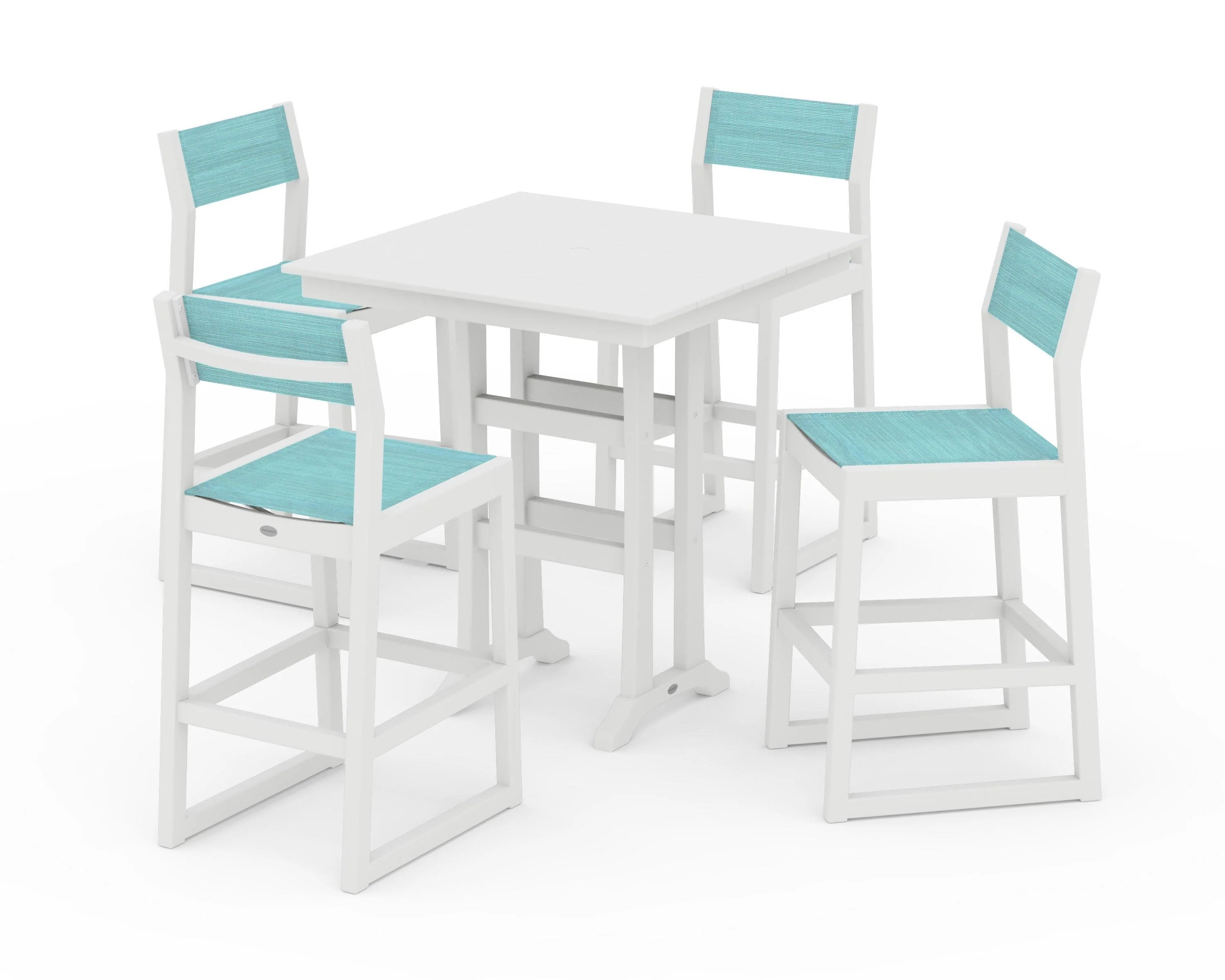 EDGE Sling Arm Chair 5-Piece Farmhouse Bar Set with Trestle Legs - Image 19