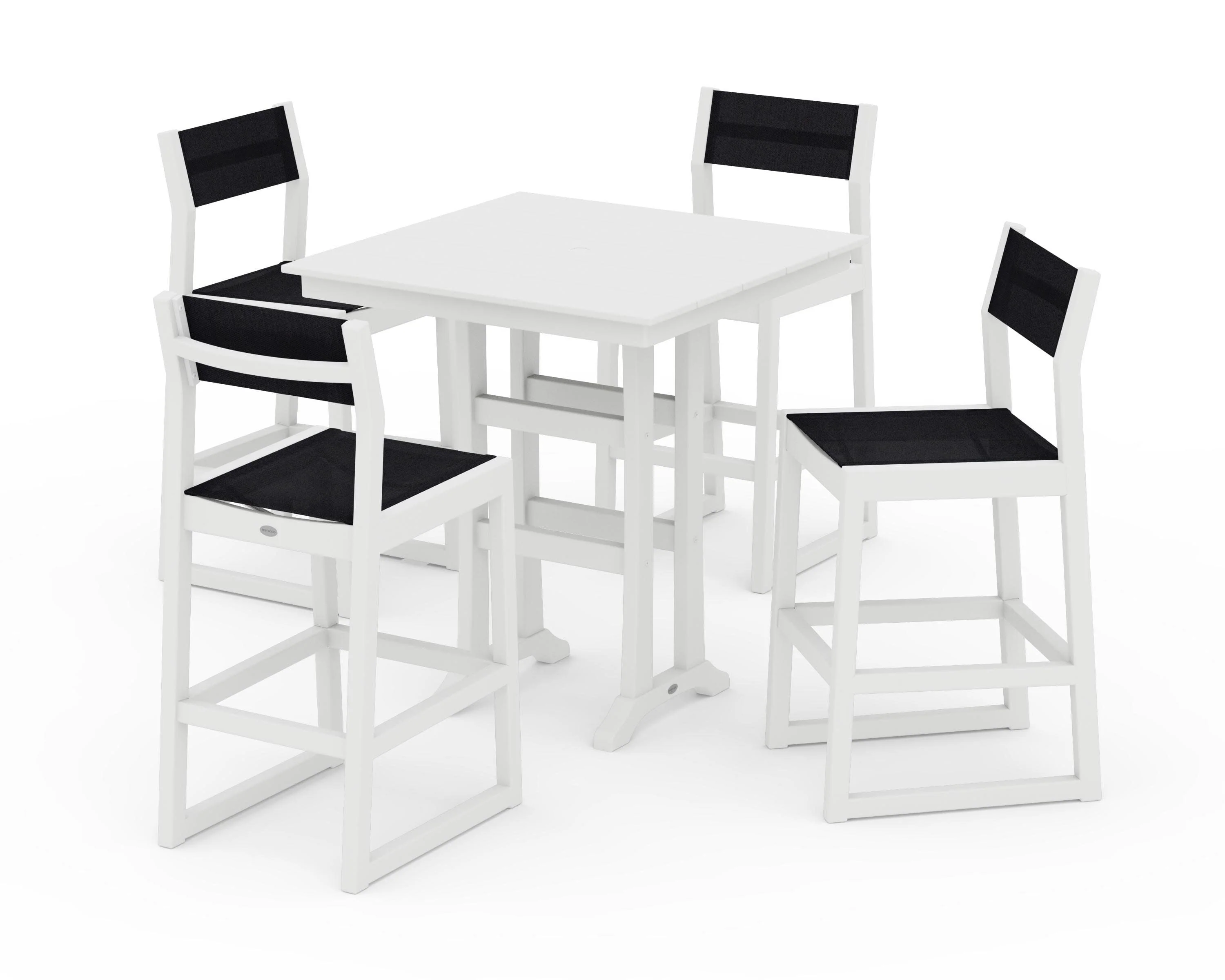 EDGE Sling Arm Chair 5-Piece Farmhouse Bar Set with Trestle Legs - Image 20