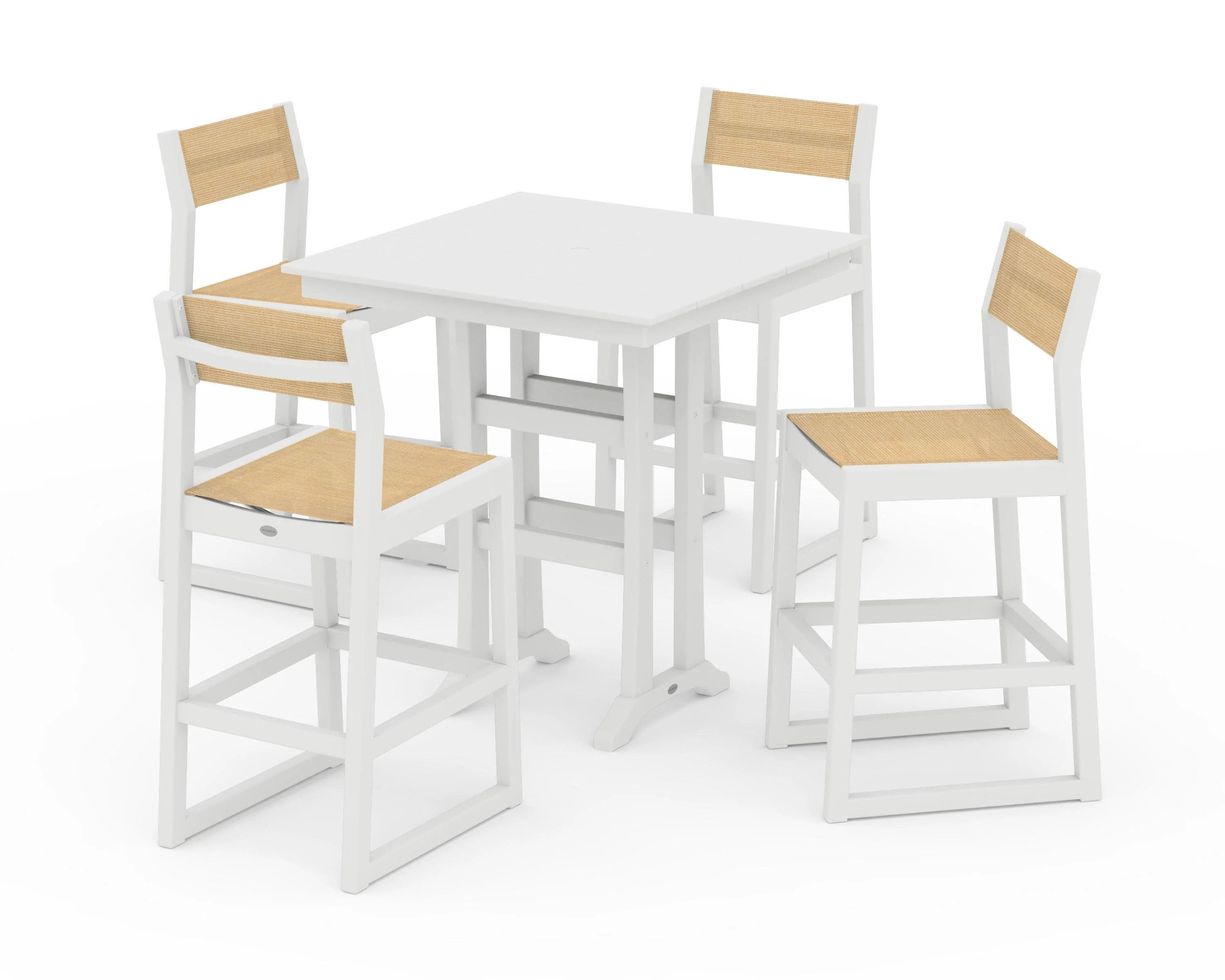 EDGE Sling Arm Chair 5-Piece Farmhouse Bar Set with Trestle Legs - Image 21