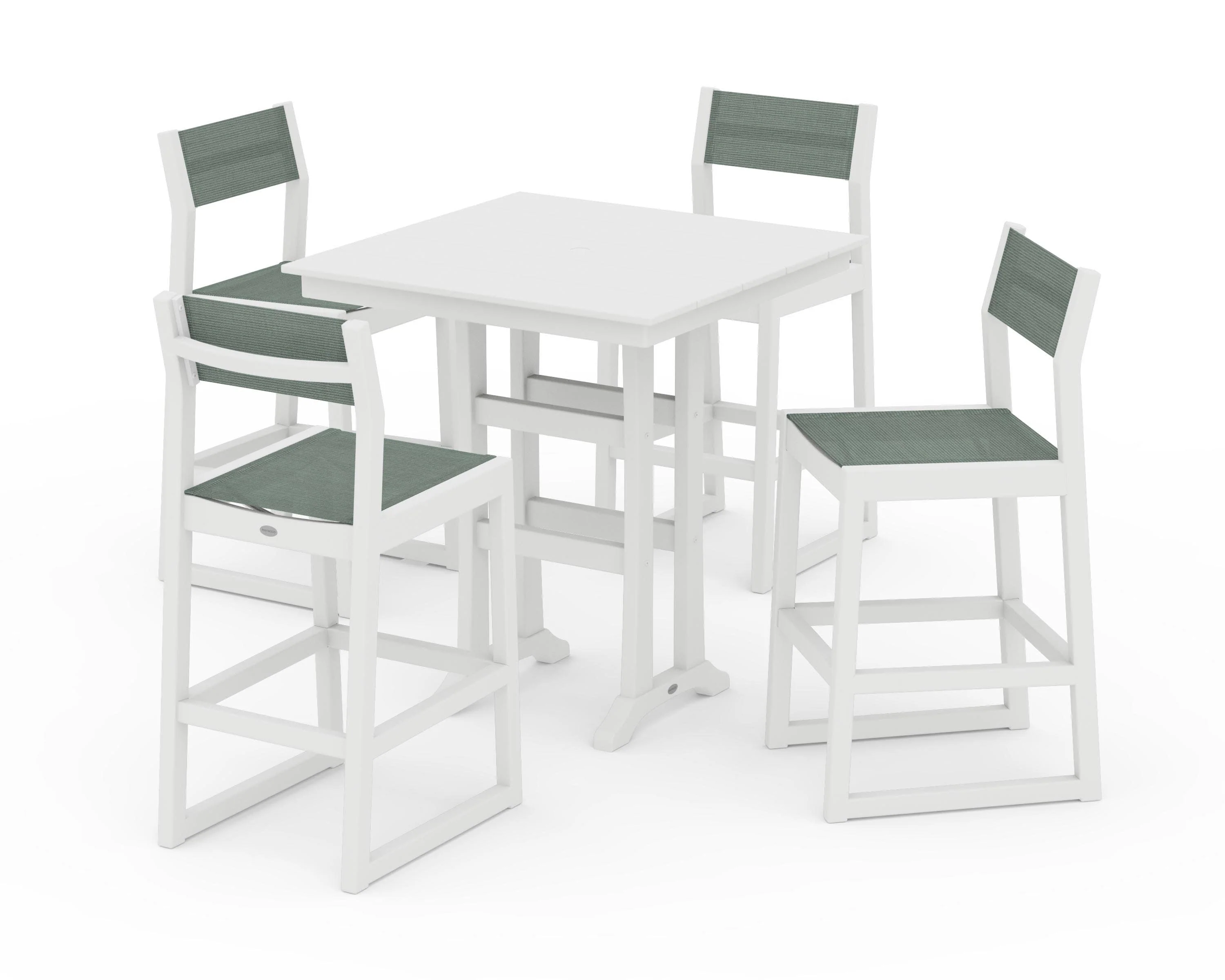 EDGE Sling Arm Chair 5-Piece Farmhouse Bar Set with Trestle Legs - Image 22