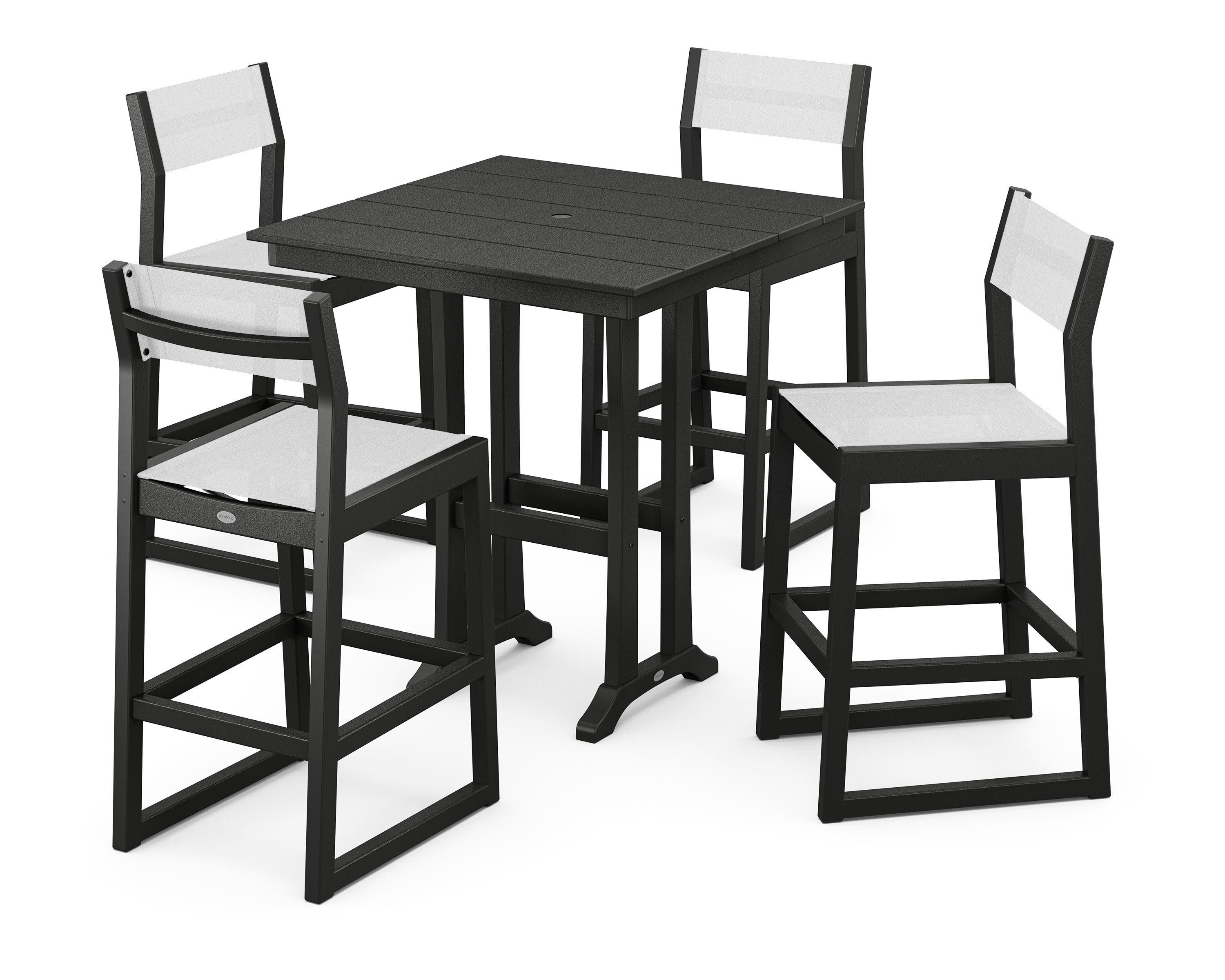 EDGE Sling Arm Chair 5-Piece Farmhouse Bar Set with Trestle Legs - Image 23