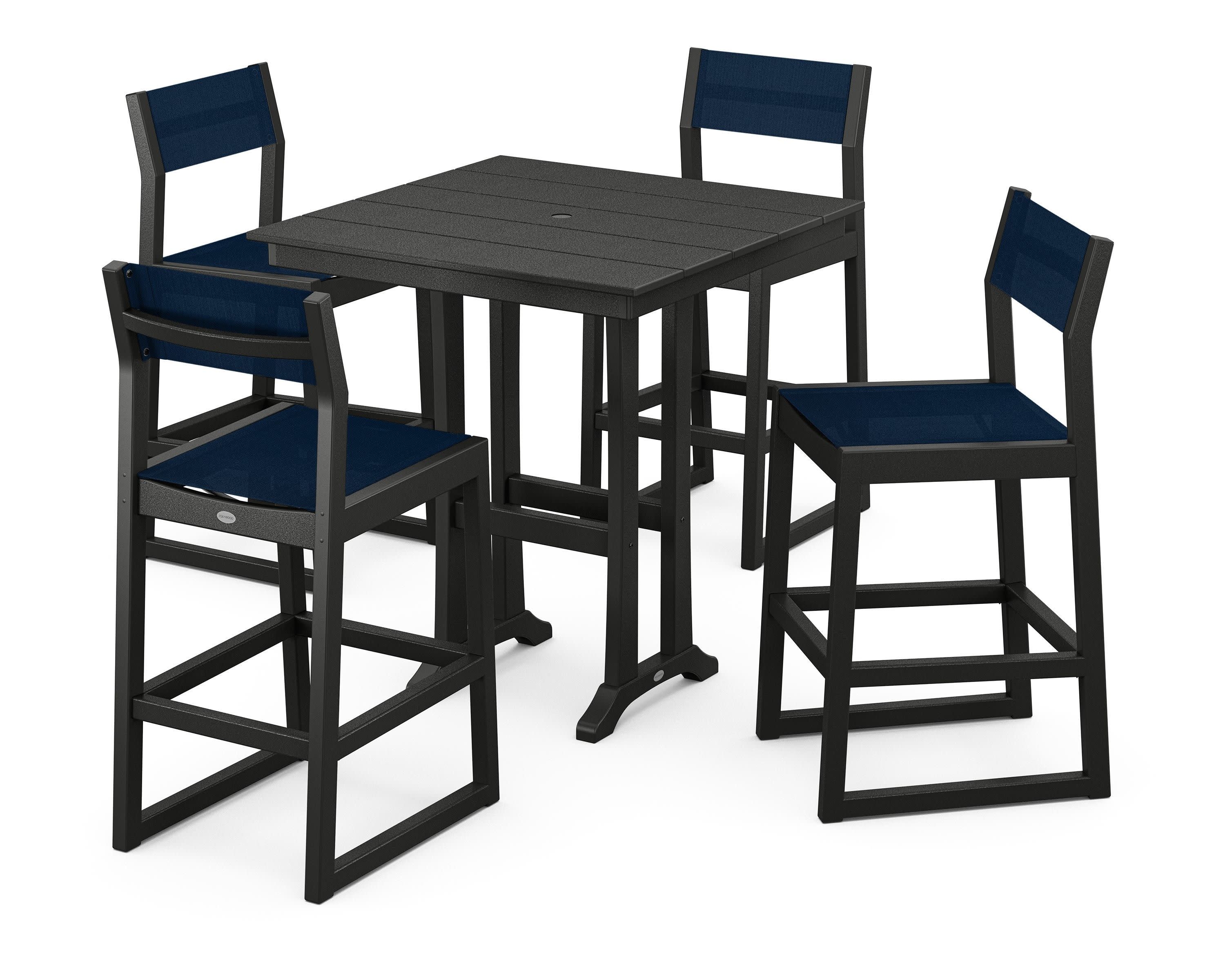 EDGE Sling Arm Chair 5-Piece Farmhouse Bar Set with Trestle Legs - Image 24