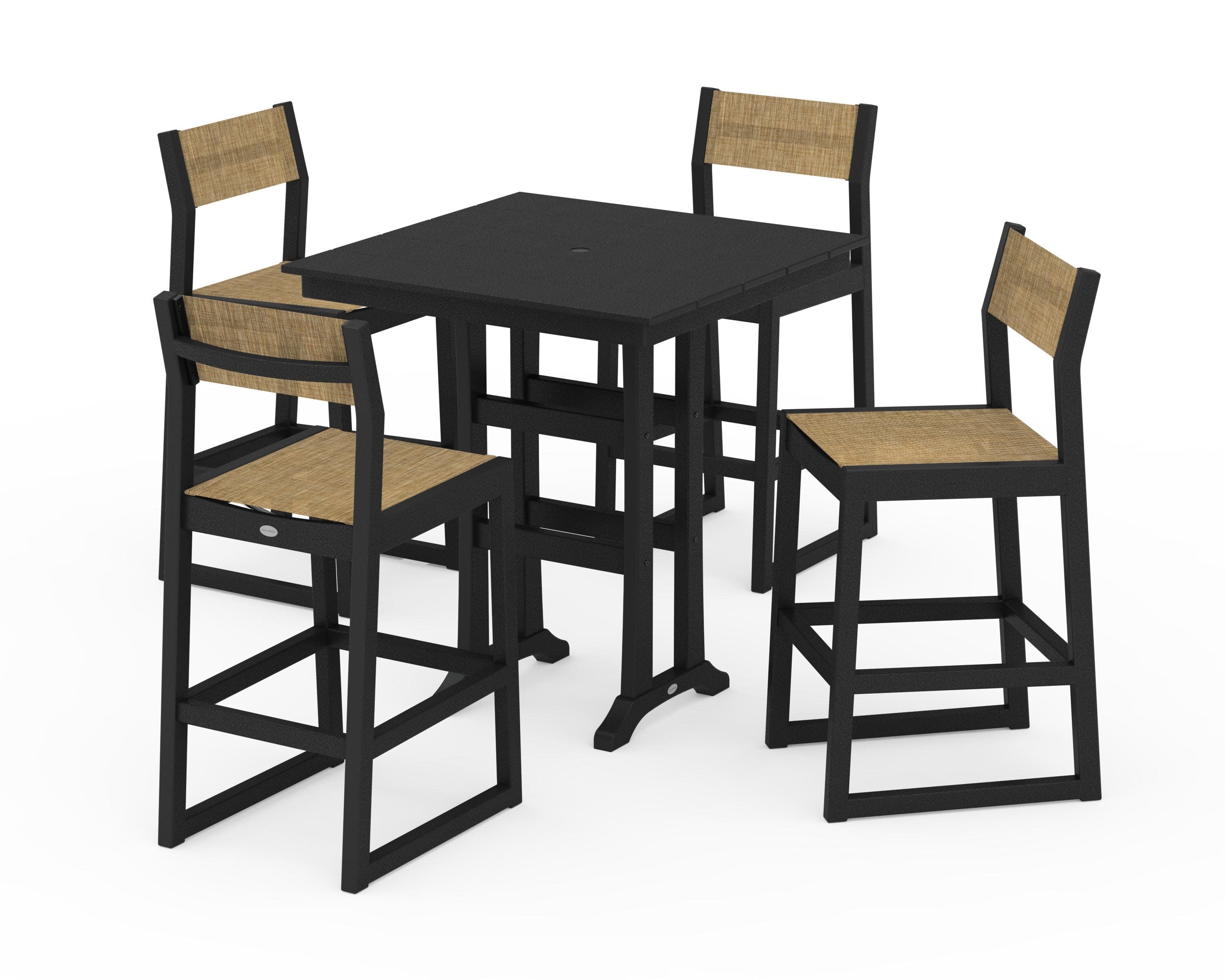 EDGE Sling Arm Chair 5-Piece Farmhouse Bar Set with Trestle Legs - Image 27