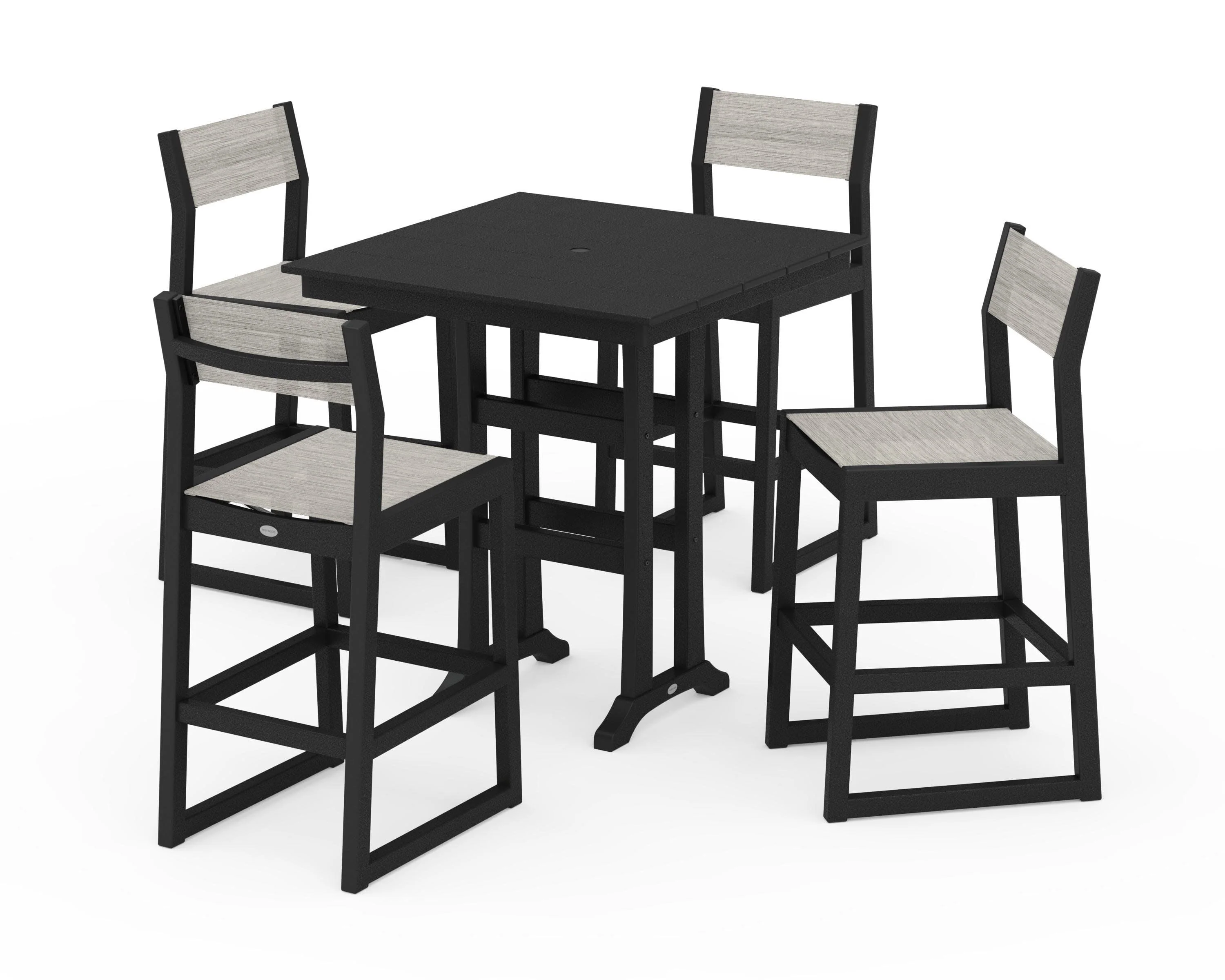 EDGE Sling Arm Chair 5-Piece Farmhouse Bar Set with Trestle Legs - Image 29