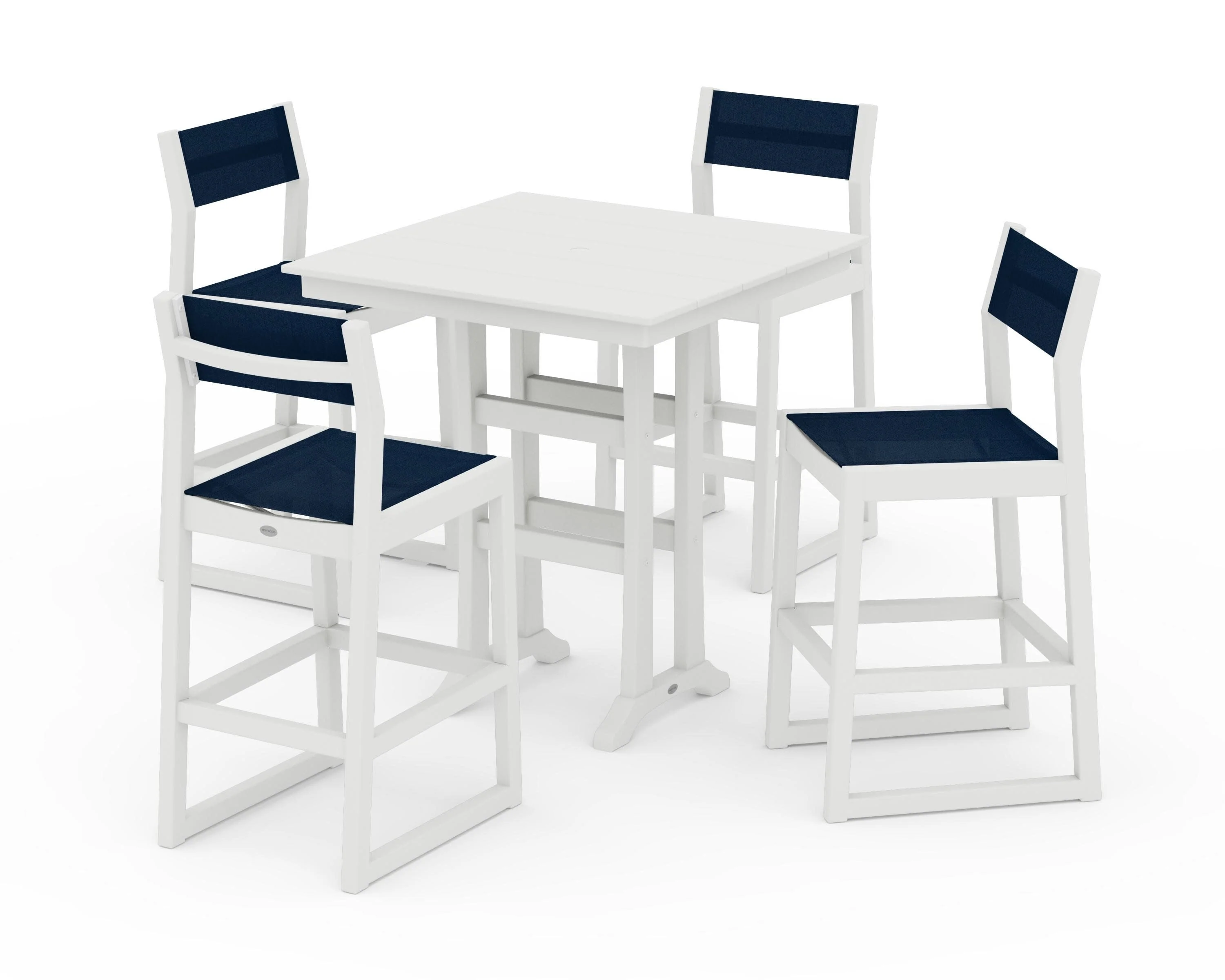 EDGE Sling Arm Chair 5-Piece Farmhouse Bar Set with Trestle Legs - Image 3