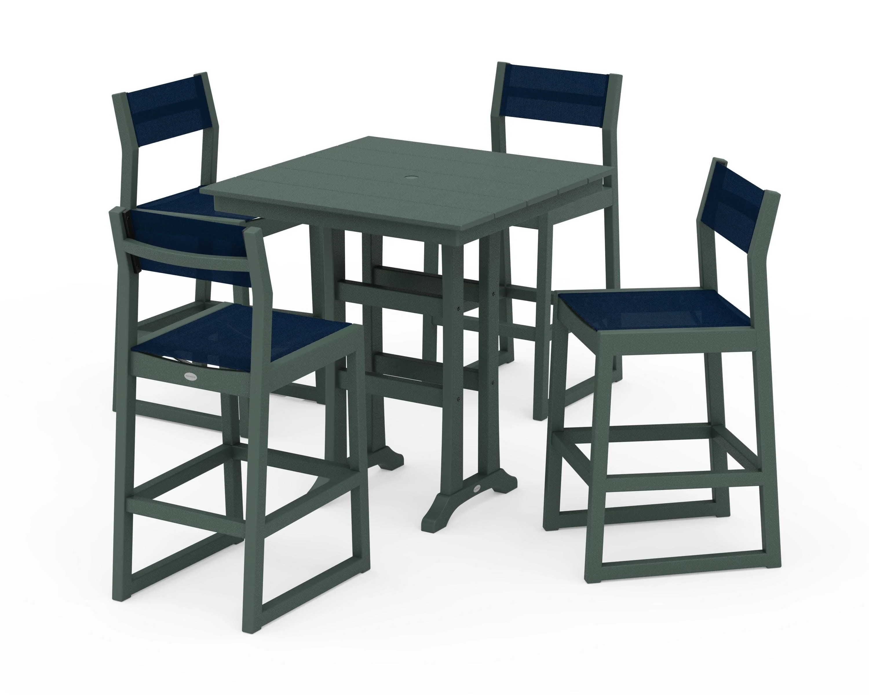 EDGE Sling Arm Chair 5-Piece Farmhouse Bar Set with Trestle Legs - Image 35